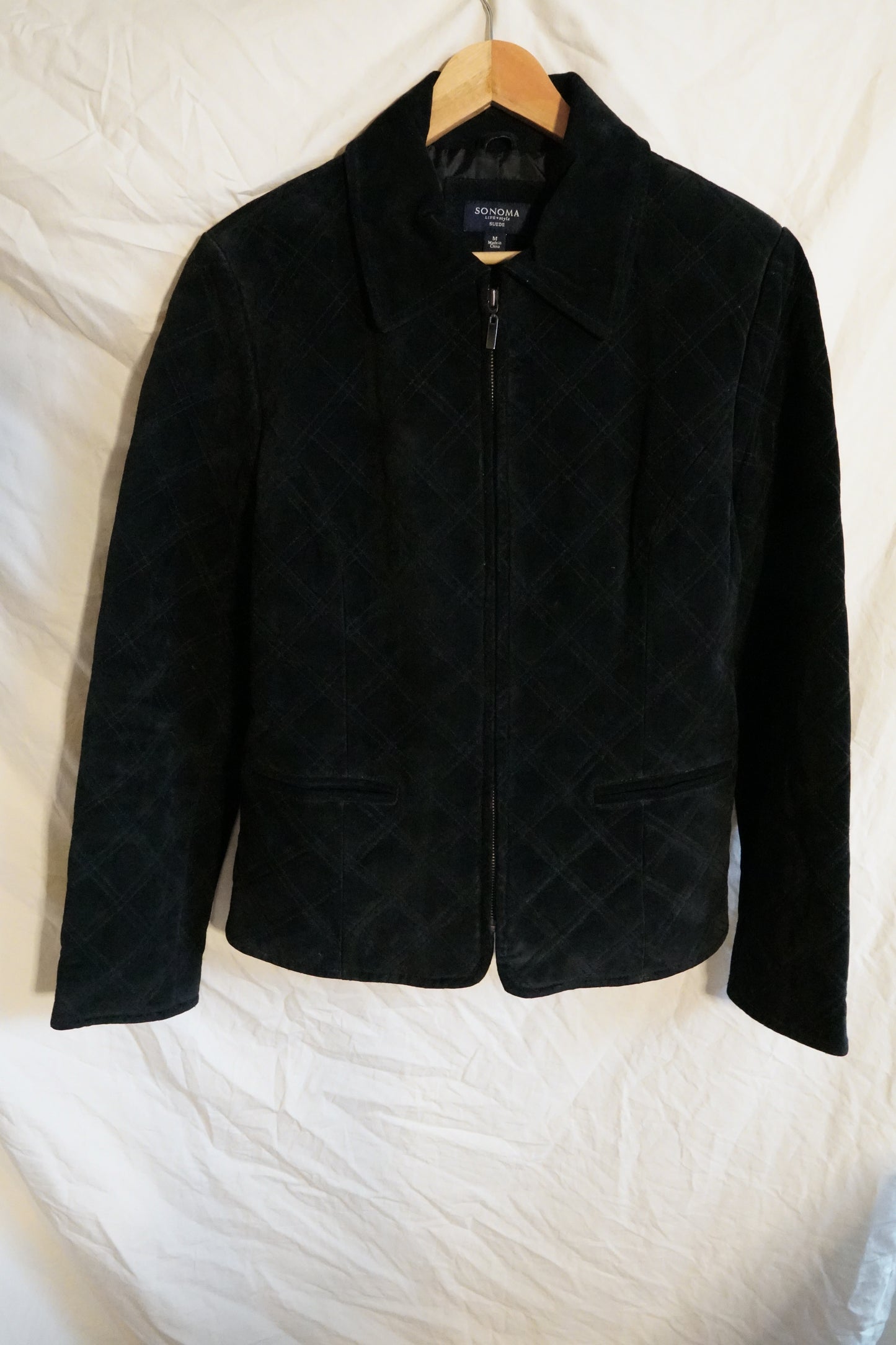 Sonoma Black Quilted Suede Jacket (M)