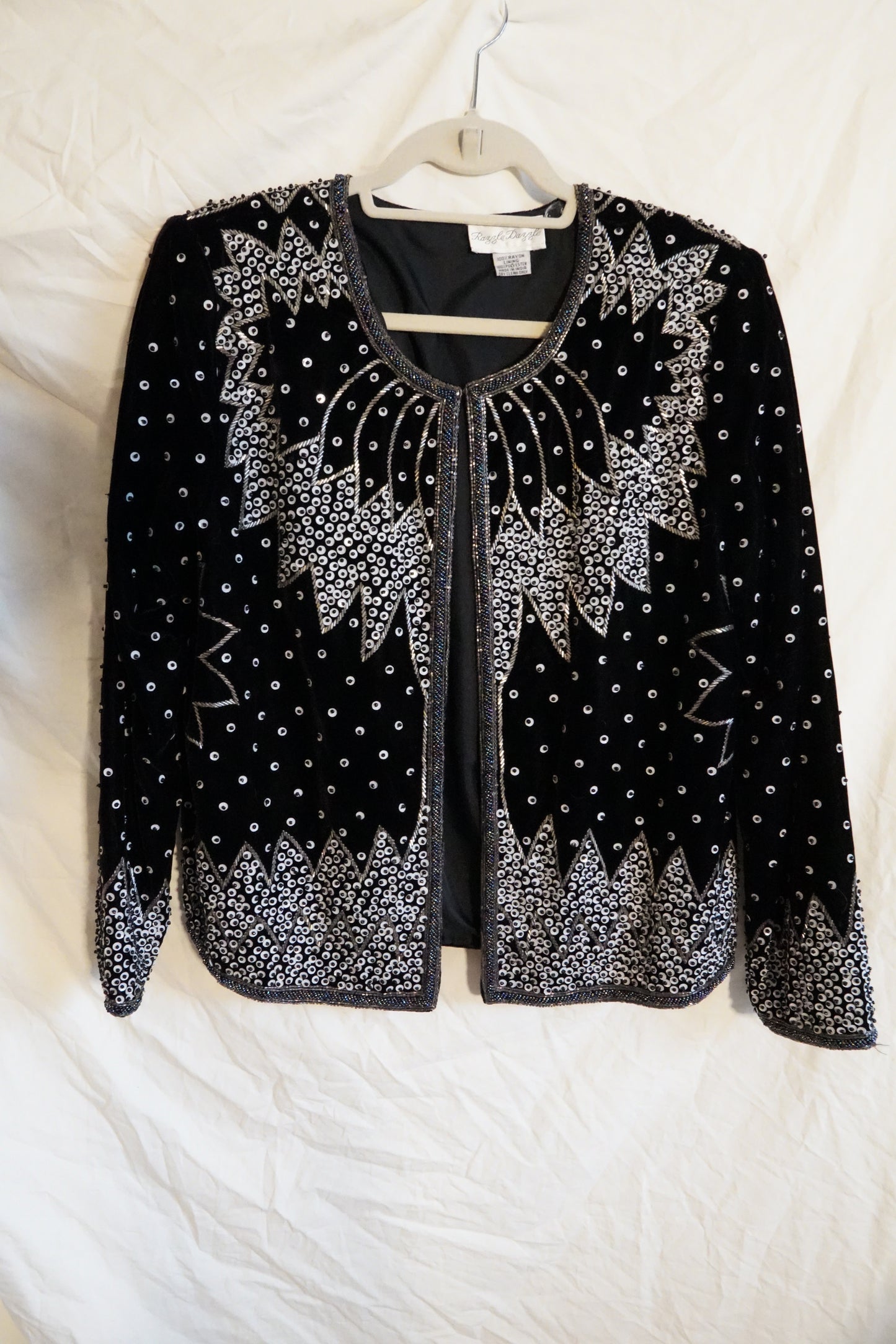 Vintage 1980s Hand-Embroidered Razzle Dazzle Jacket (M)