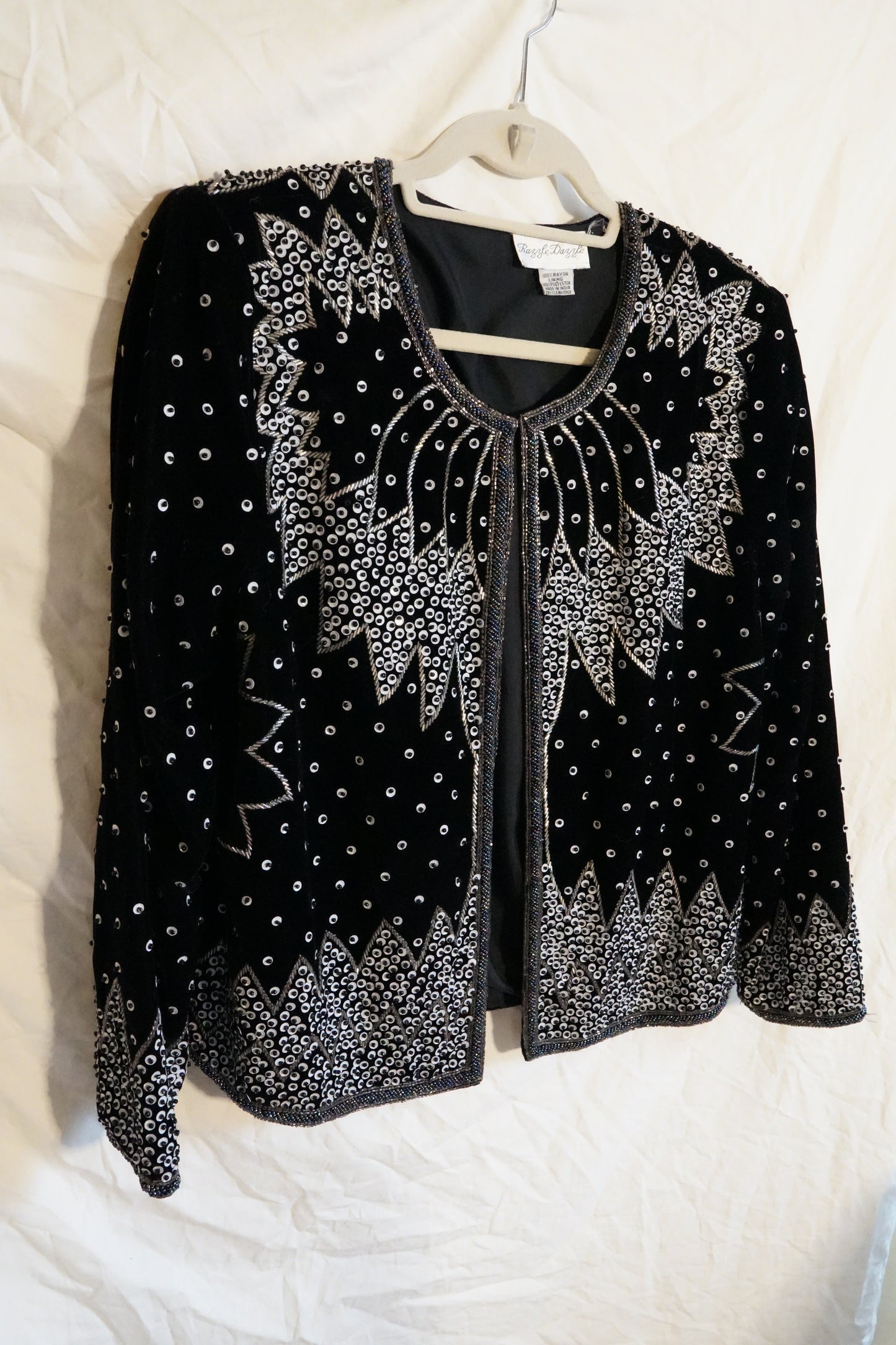 Vintage 1980s Hand-Embroidered Razzle Dazzle Jacket (M)