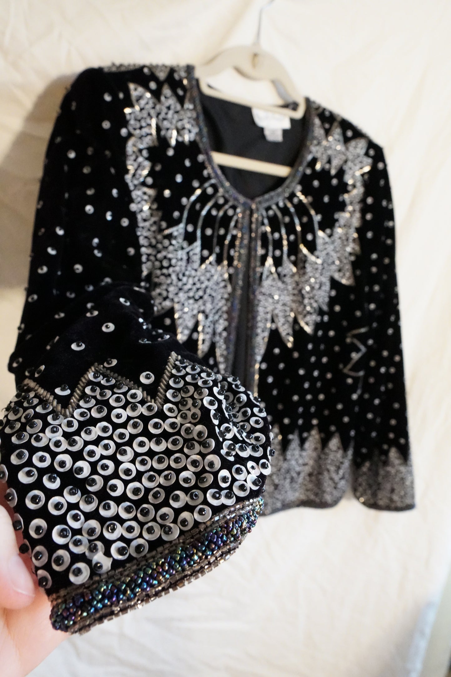 Vintage 1980s Hand-Embroidered Razzle Dazzle Jacket (M)