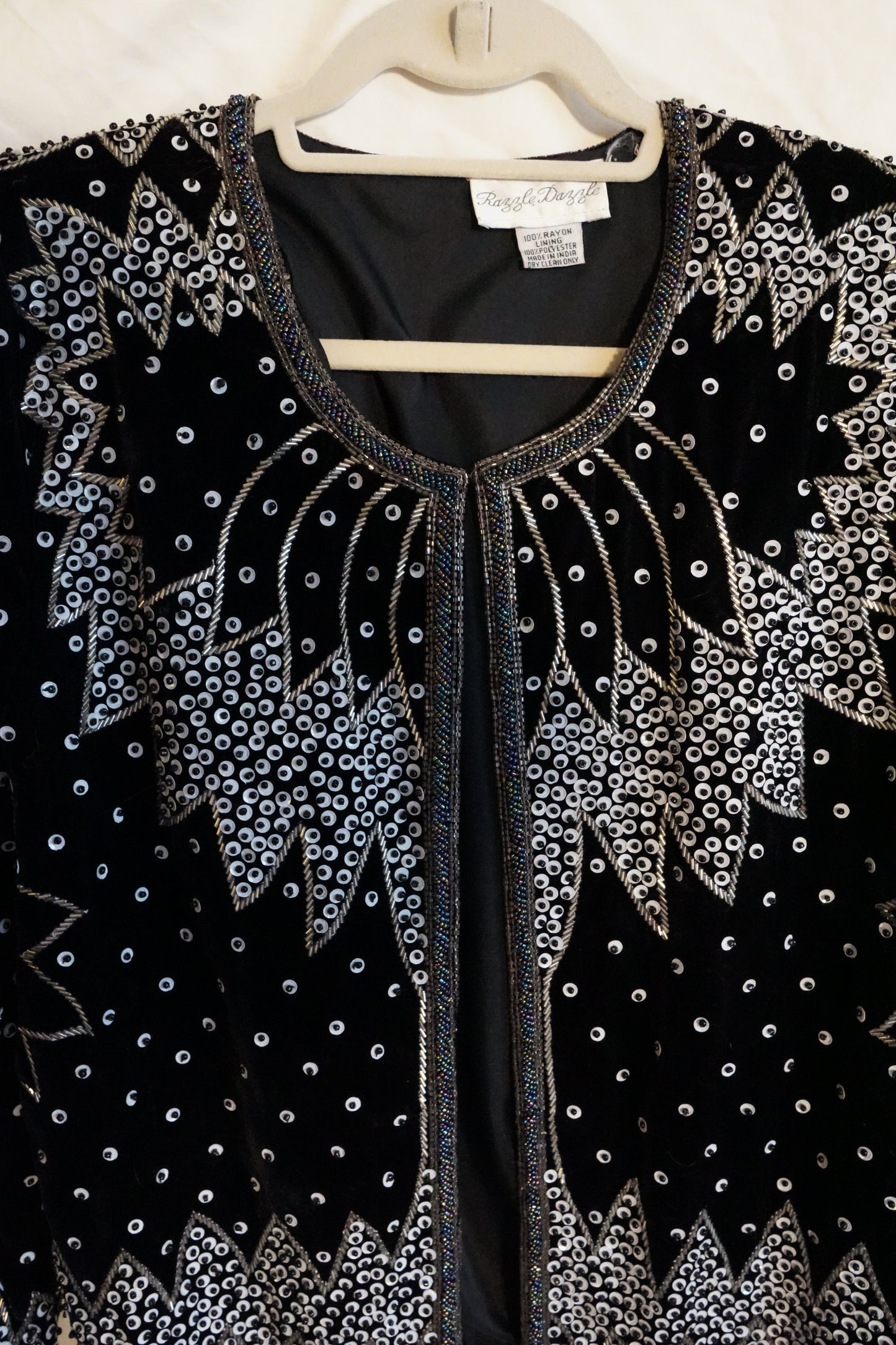 Vintage 1980s Hand-Embroidered Razzle Dazzle Jacket (M)