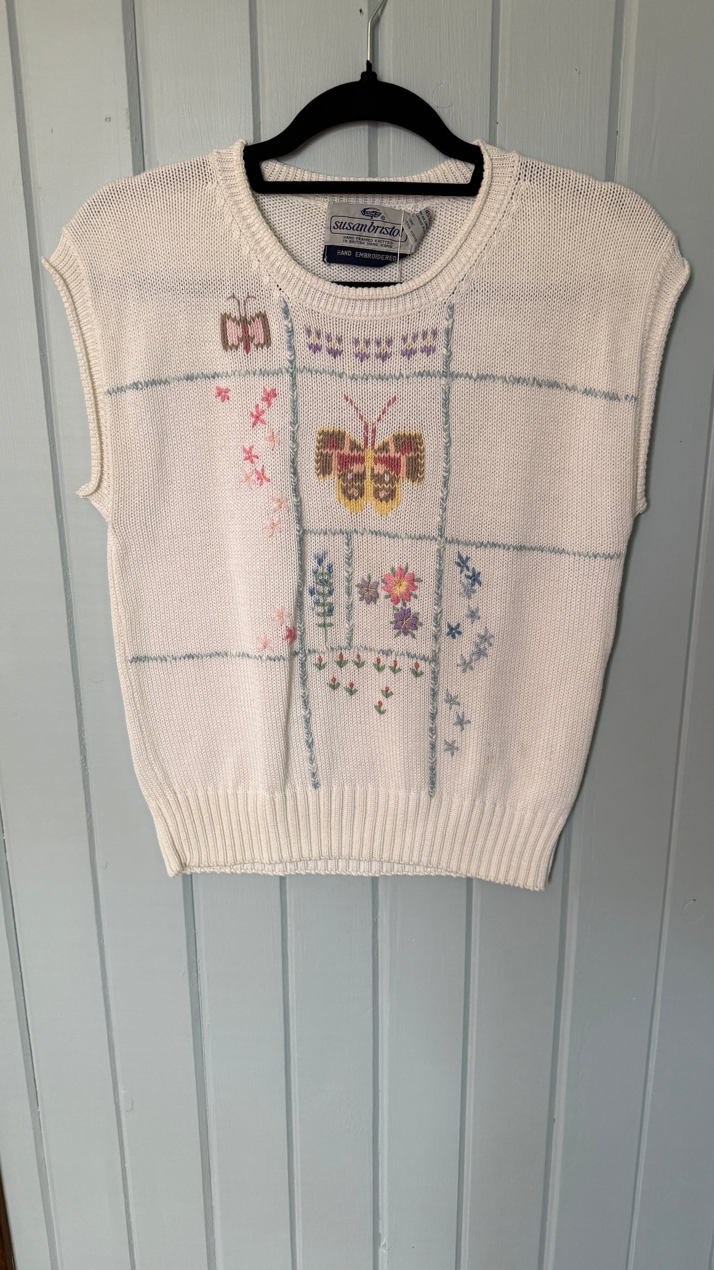 Vintage Susan Bristol Hand Embroidered Knit Tank (M)