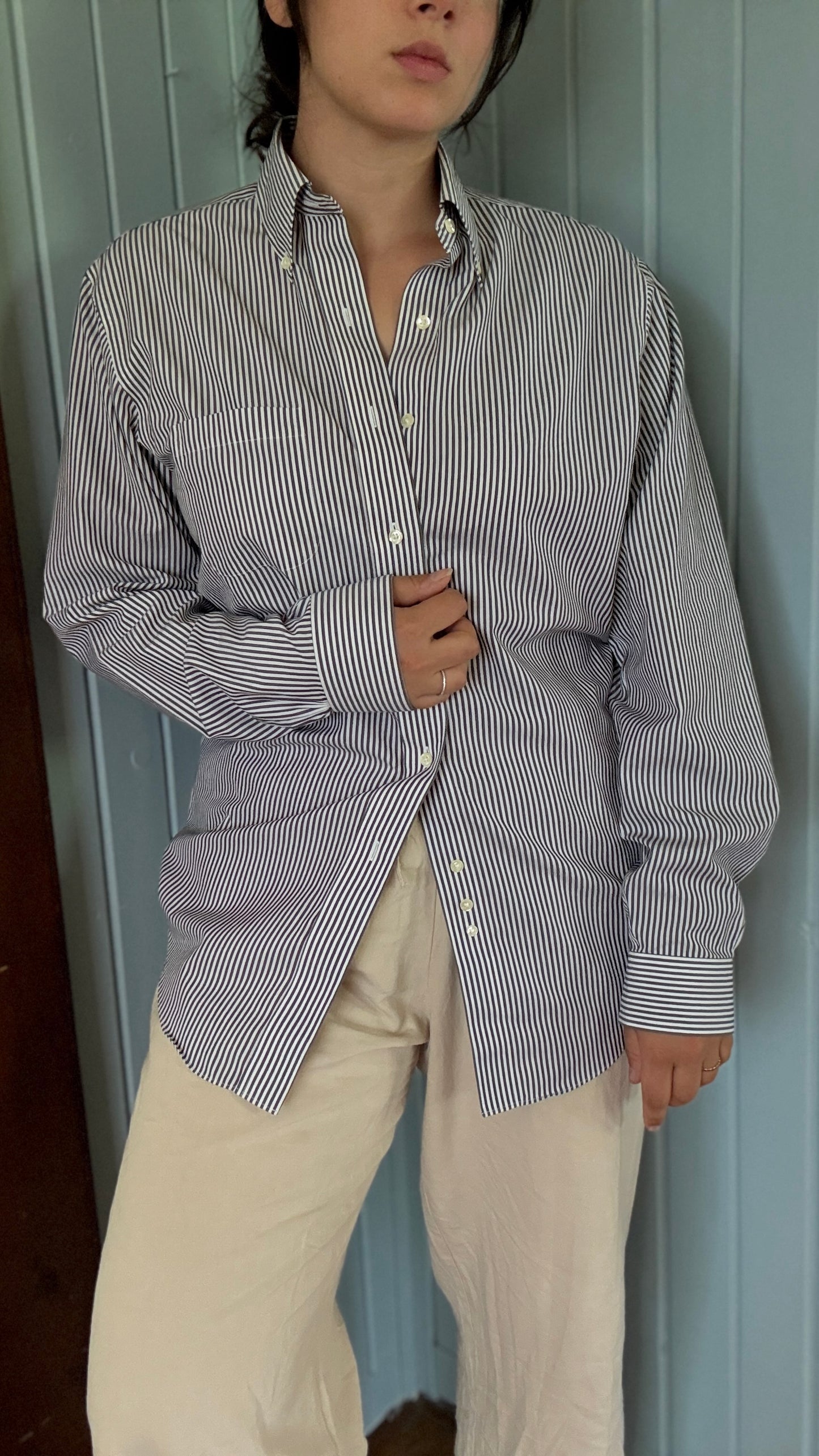 Brooks Brothers Black & White Stripes Button Down (M)