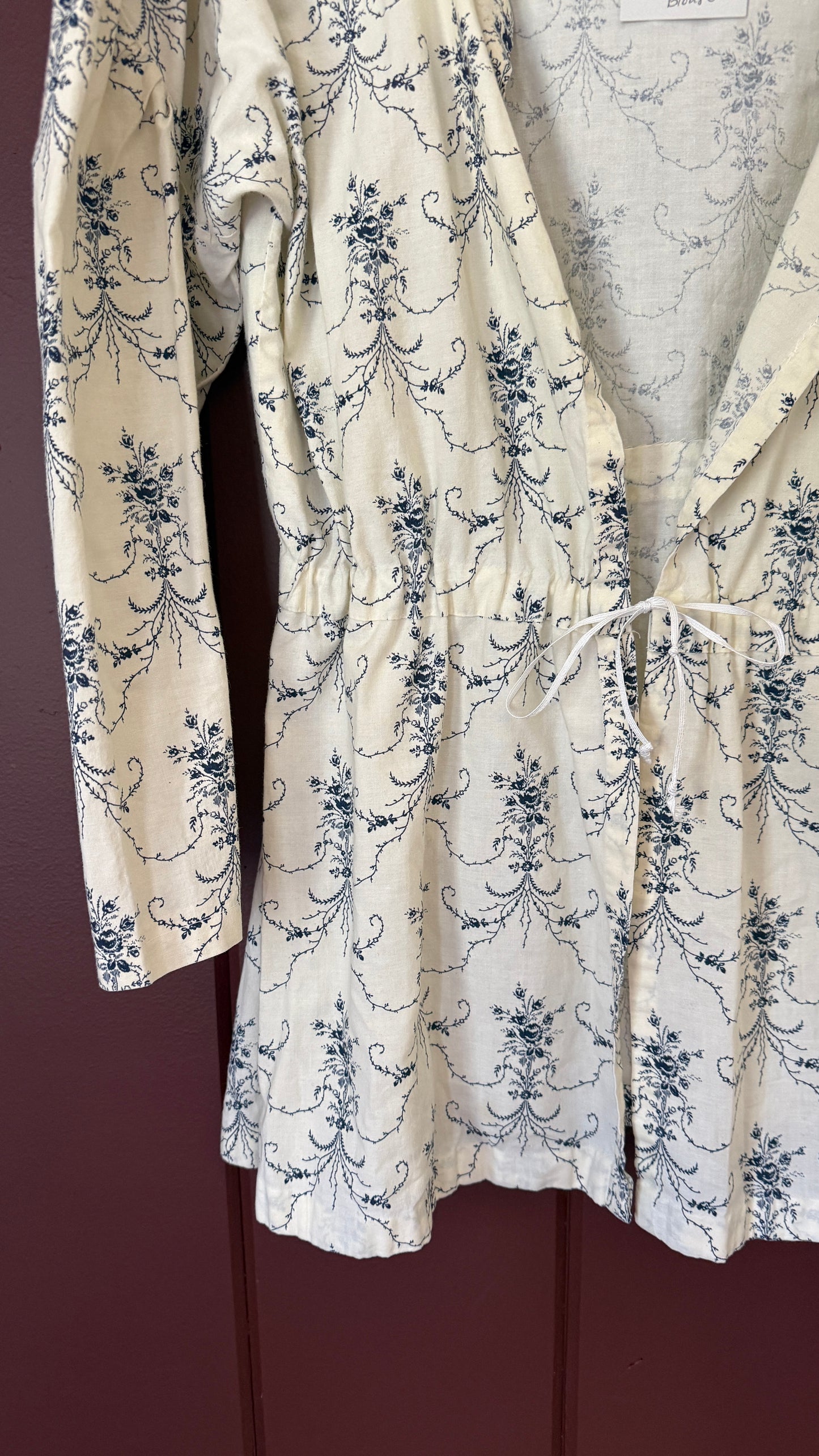 Handmade Blue & White Tie Front Blouse (L)