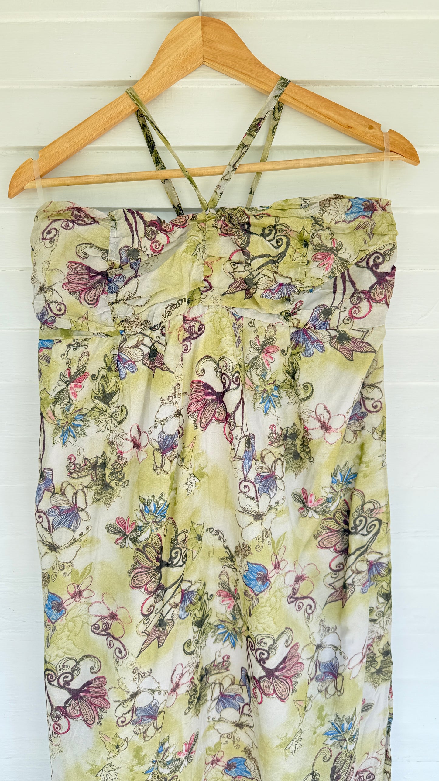 Jack Butterfly Floral Halter 90s Maxi Dress (L)
