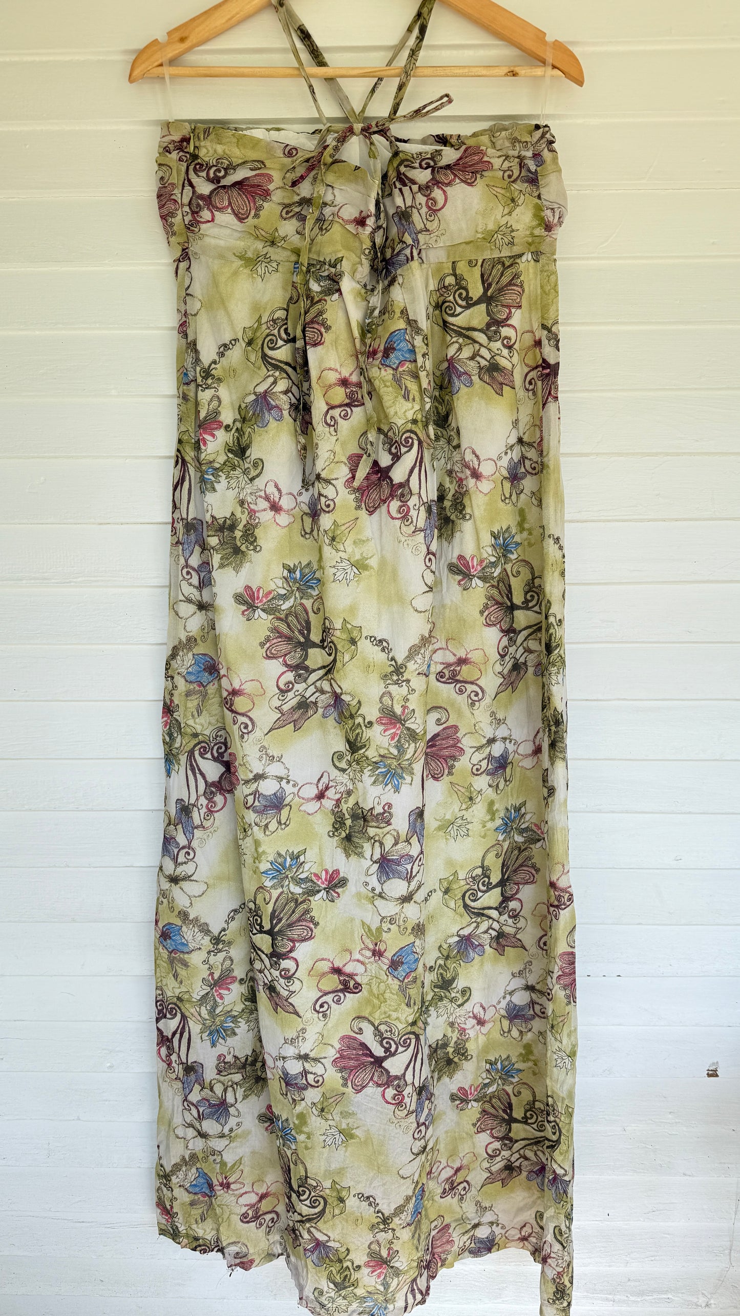 Jack Butterfly Floral Halter 90s Maxi Dress (L)