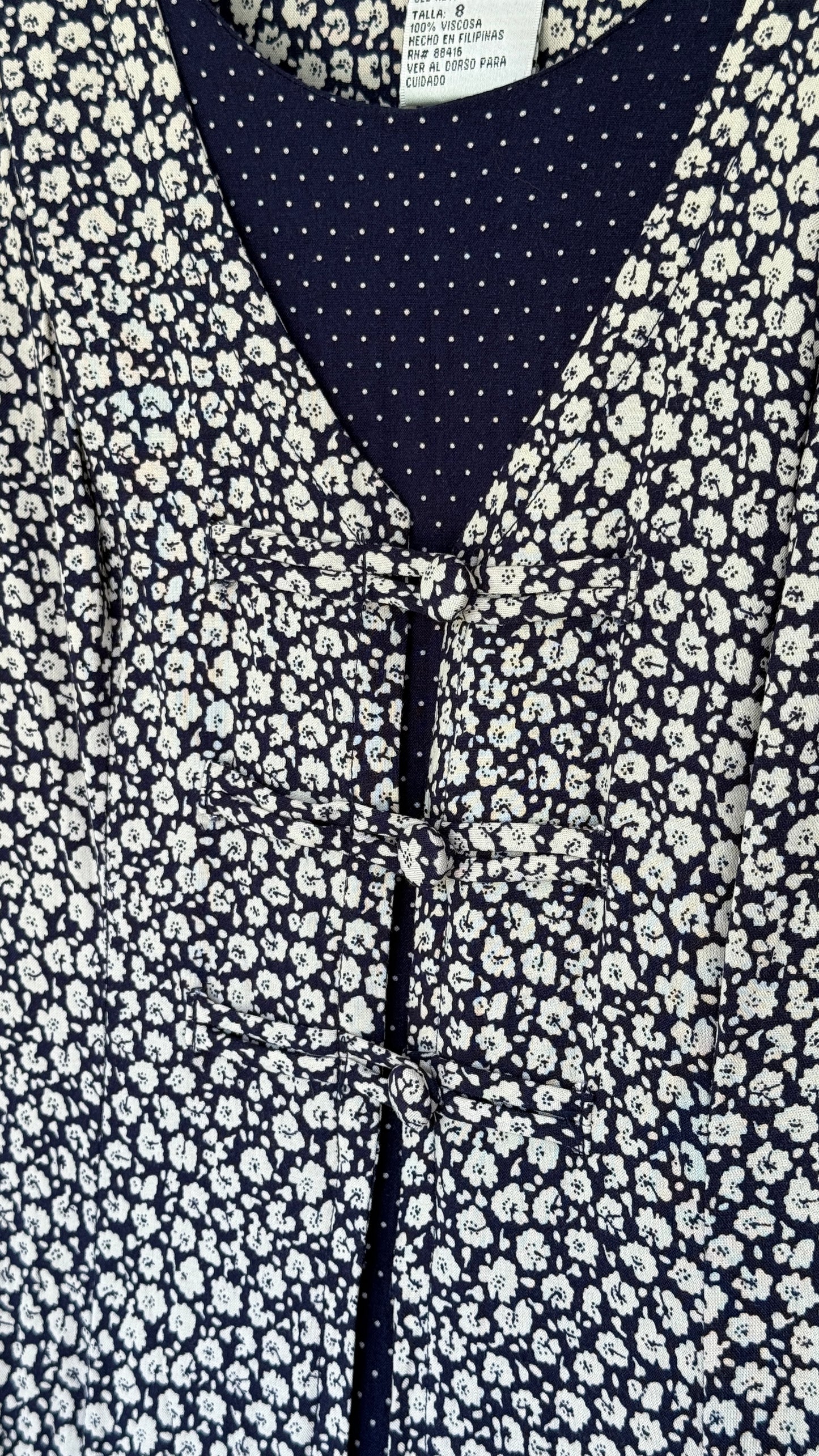 Vintage Peek-a-Boo Tie Back Floral Dress (M)