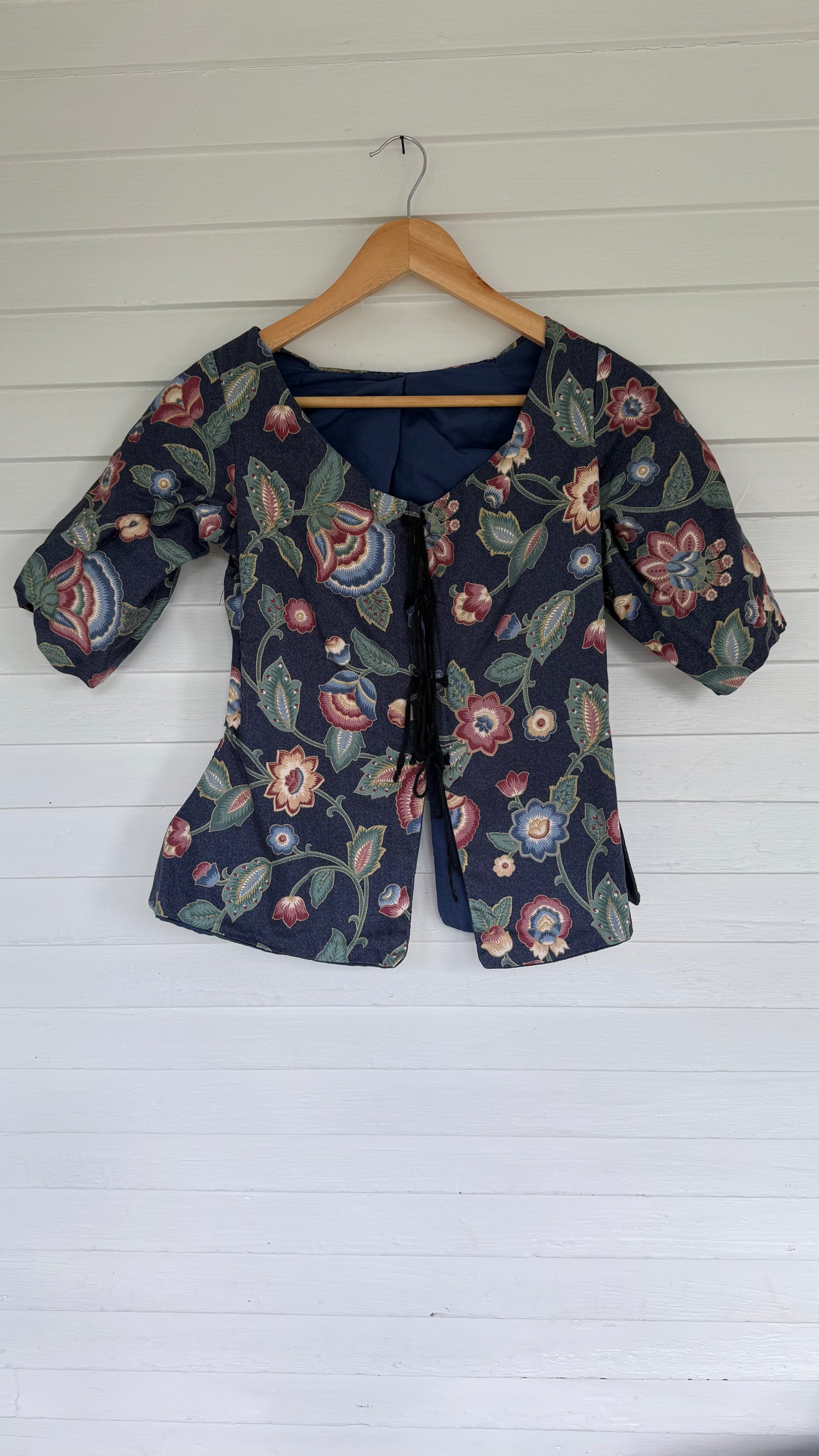 Handmade Floral Tie Front Blouse (XS)