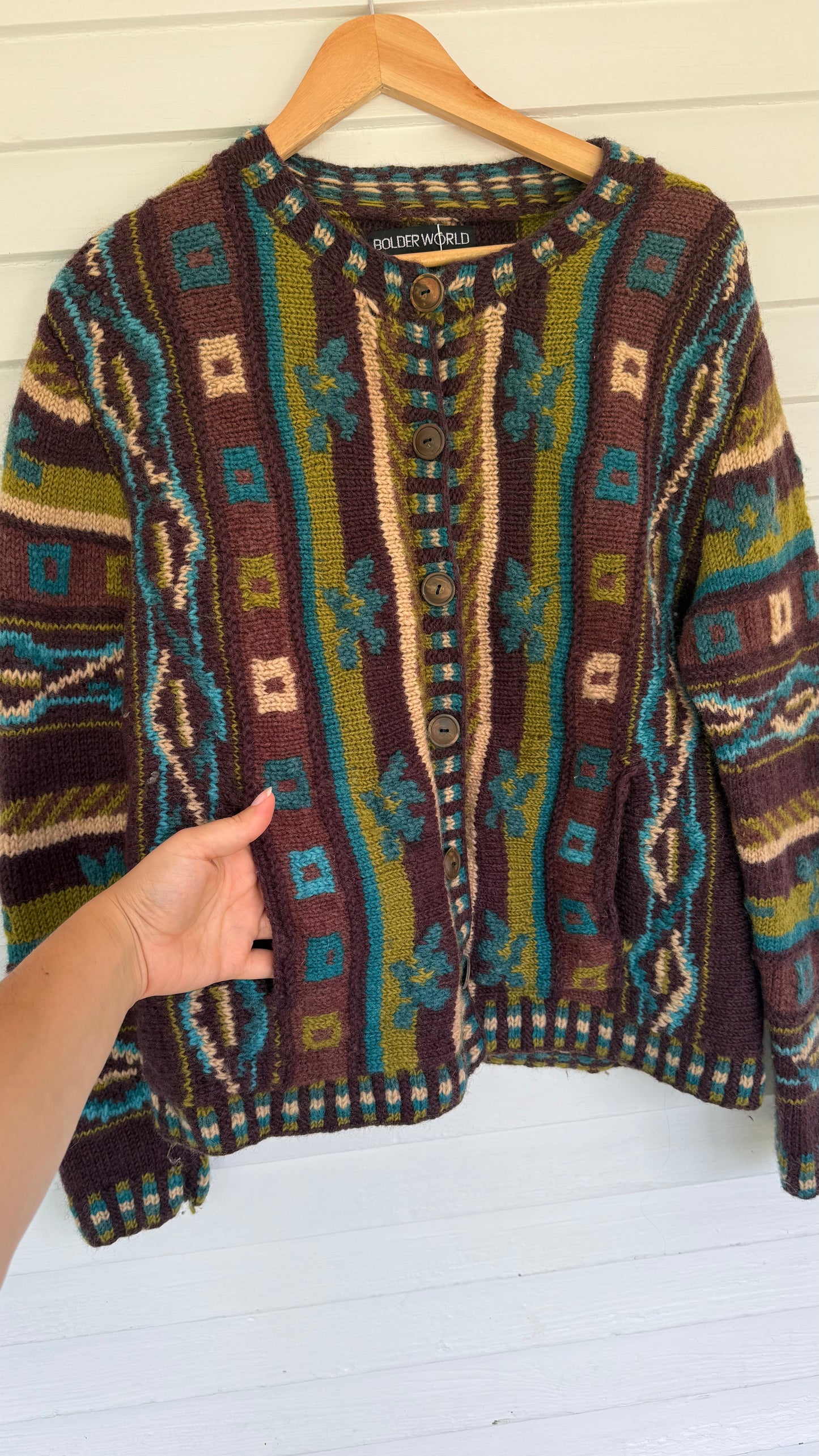 Vintage Chunky Wool Cardigan (M)