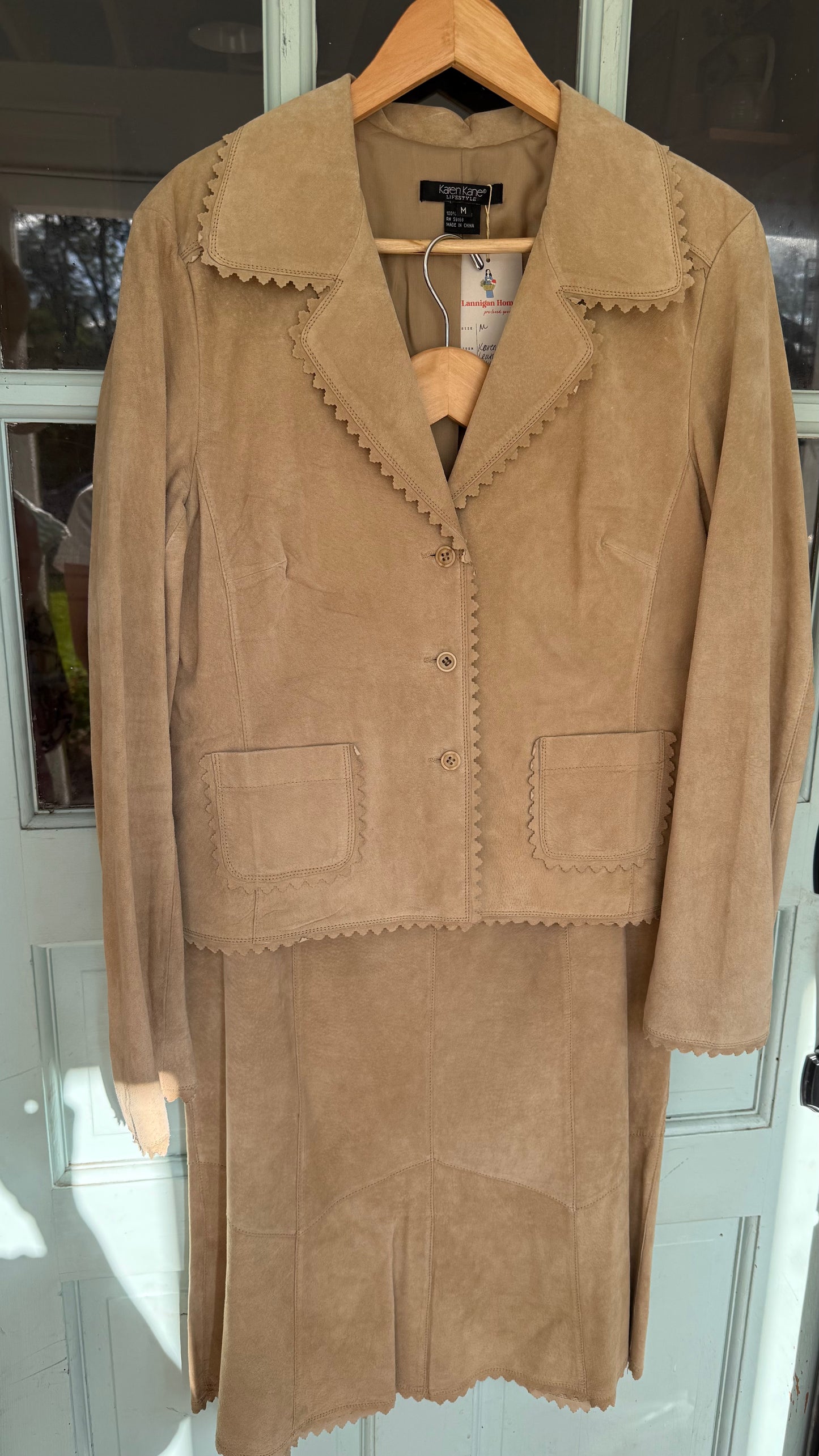 Vintage Suede Jacket & Skirt Set (M)