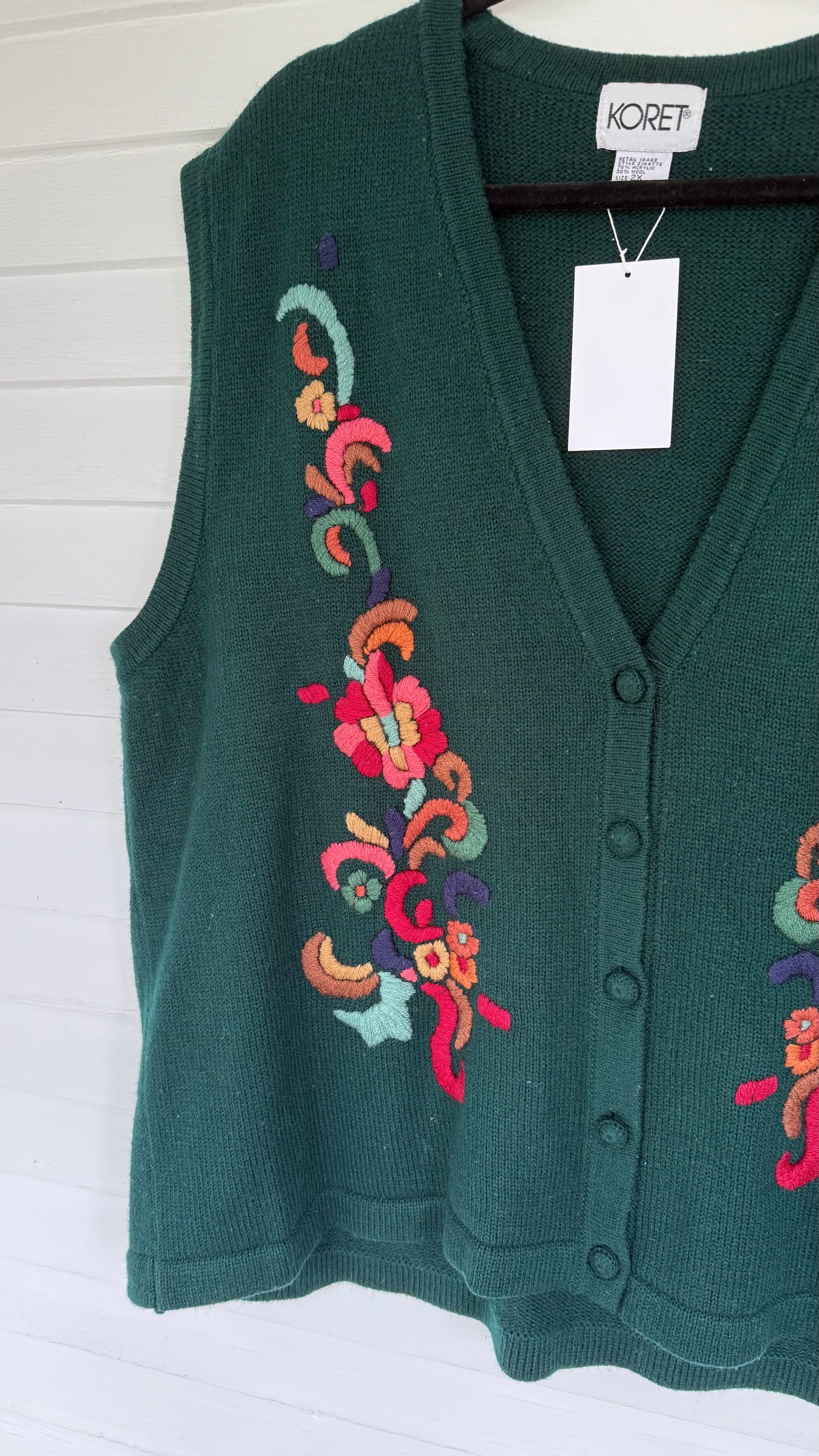 Vintage Embroidered Sweater Vest (2X)