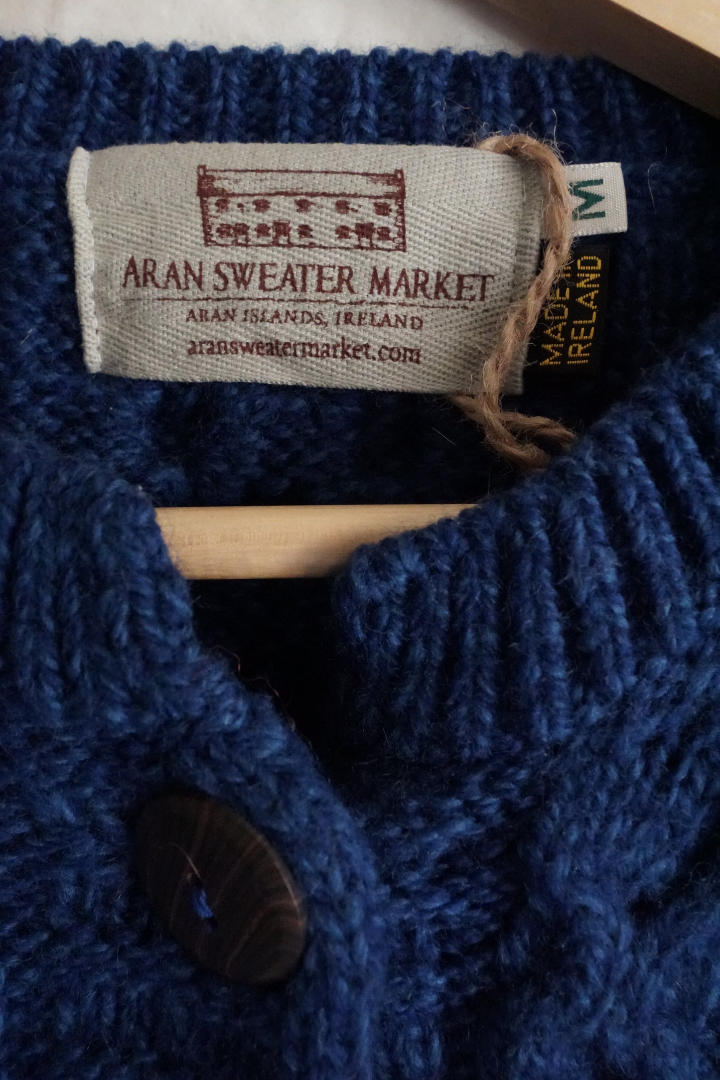 Super Soft Luxury Aran Sweater Market Flared Aran Cardigan in Inky Blue (M)