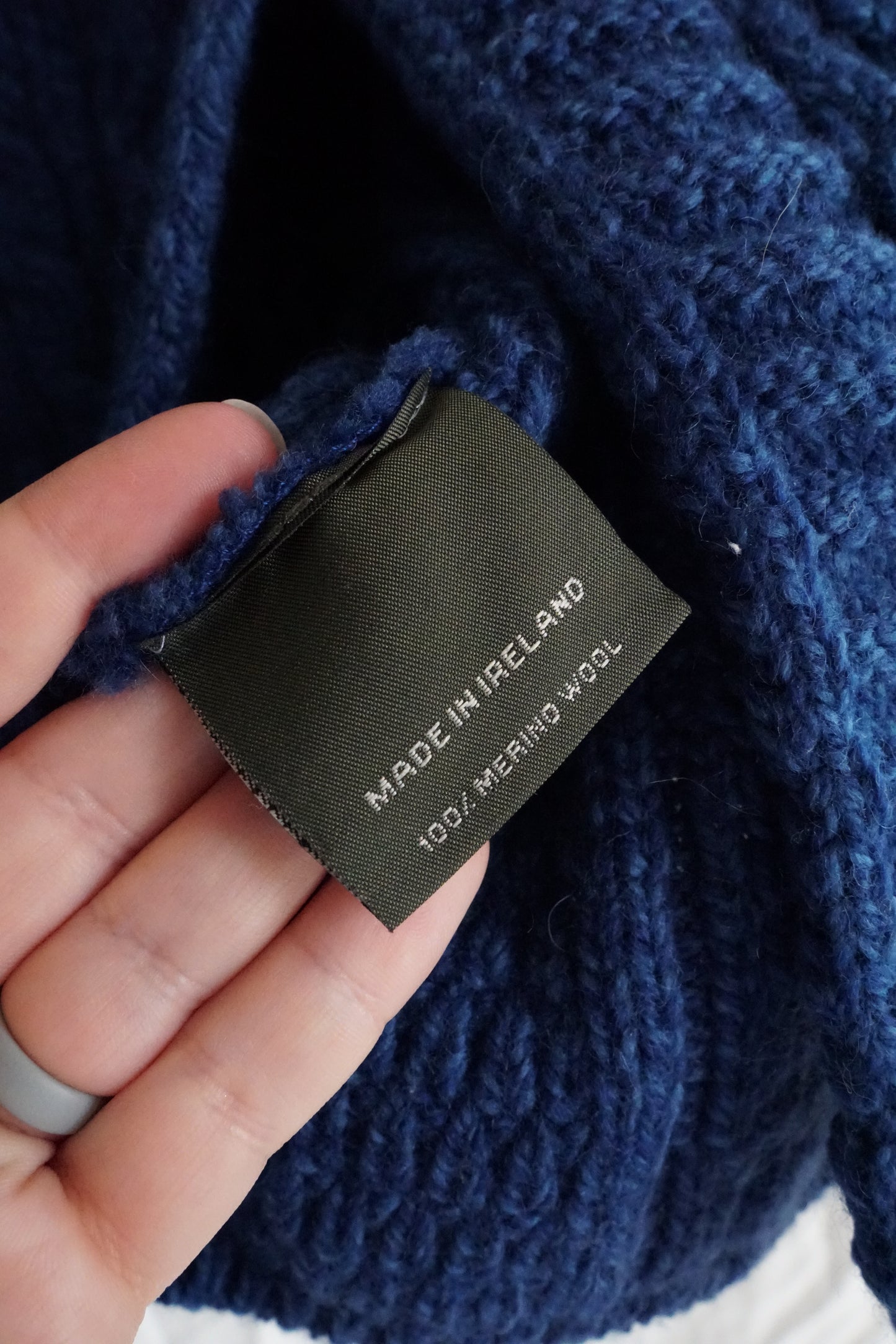 Super Soft Luxury Aran Sweater Market Flared Aran Cardigan in Inky Blue (M)
