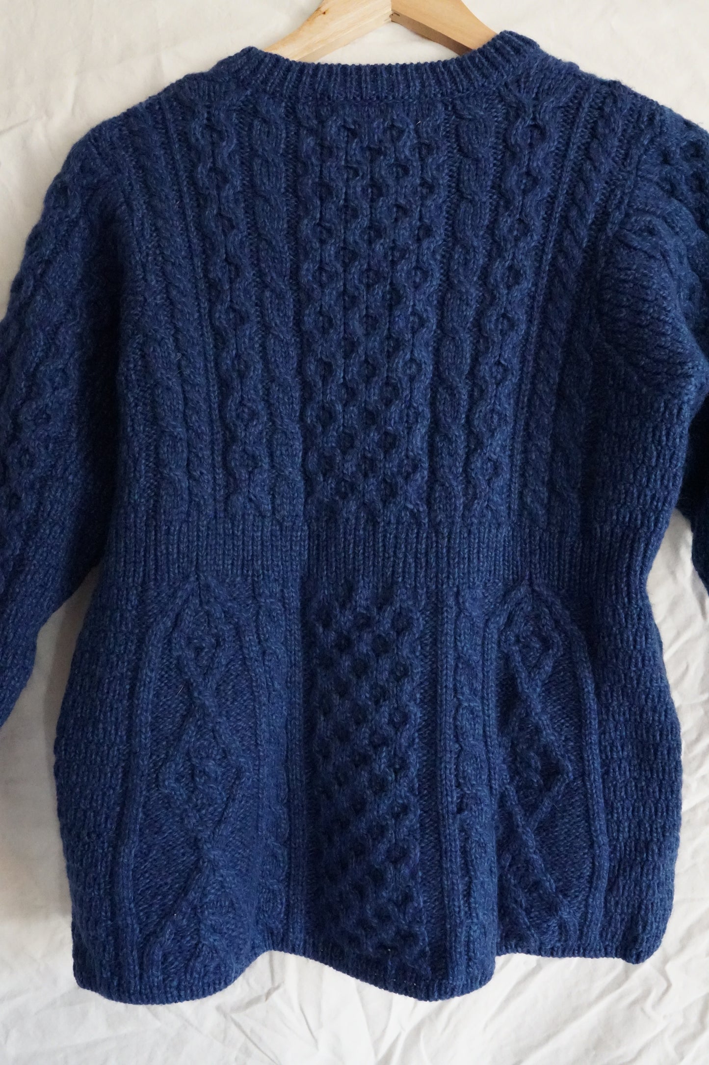 Super Soft Luxury Aran Sweater Market Flared Aran Cardigan in Inky Blue (M)