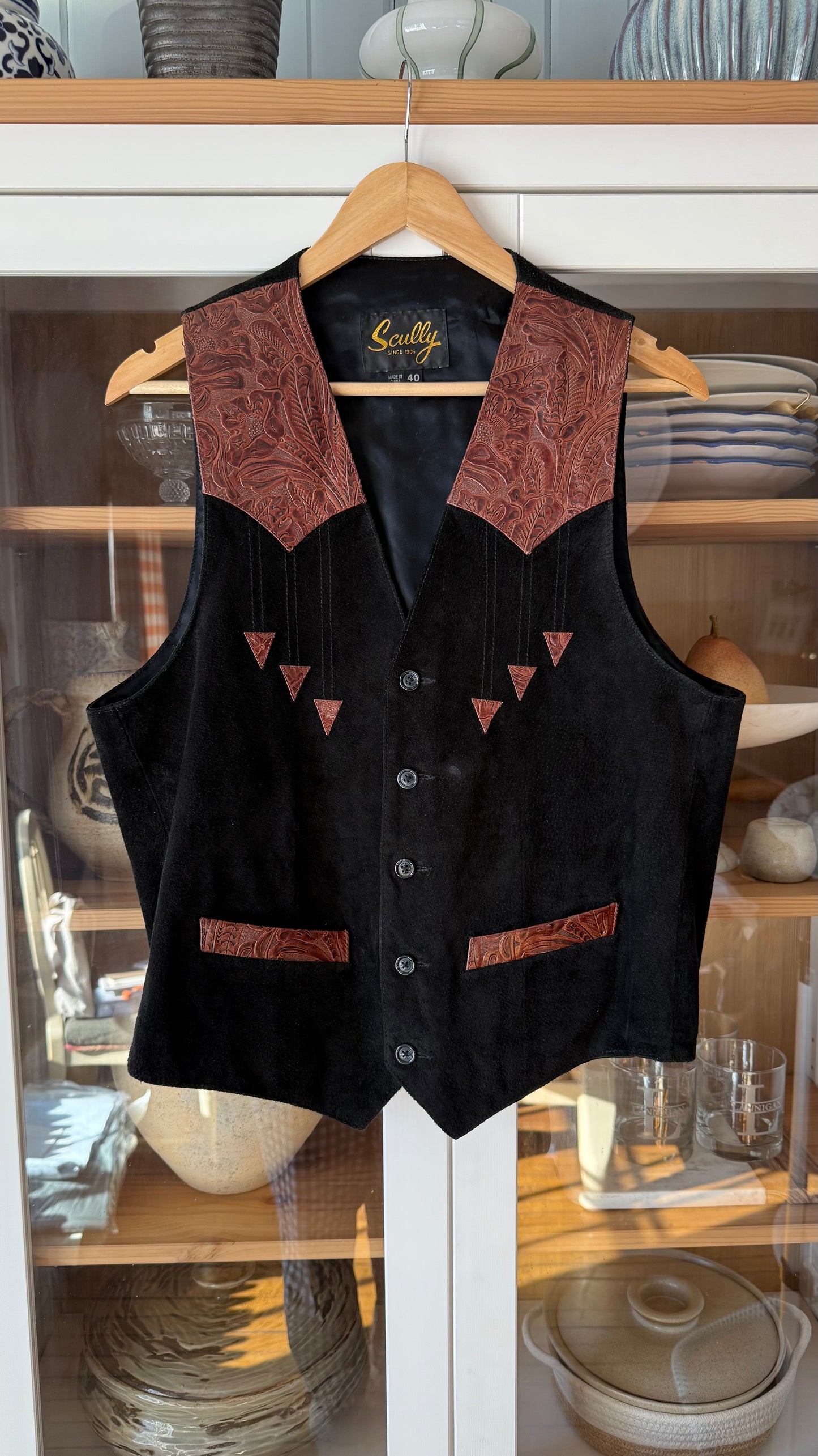Vintage Leather Western Vest (L)