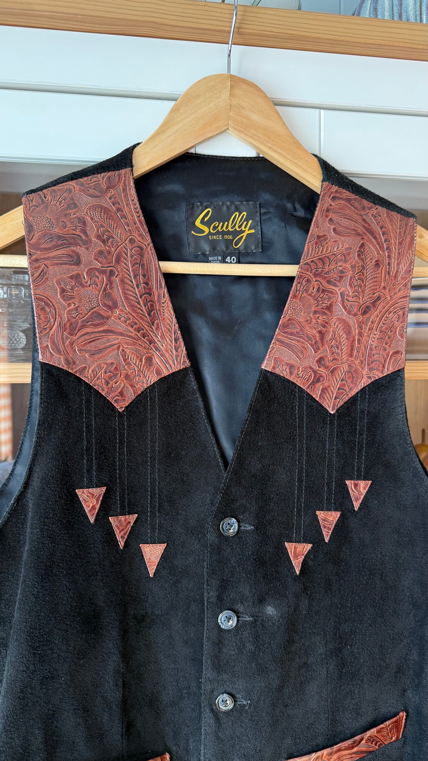 Vintage Leather Western Vest (L)