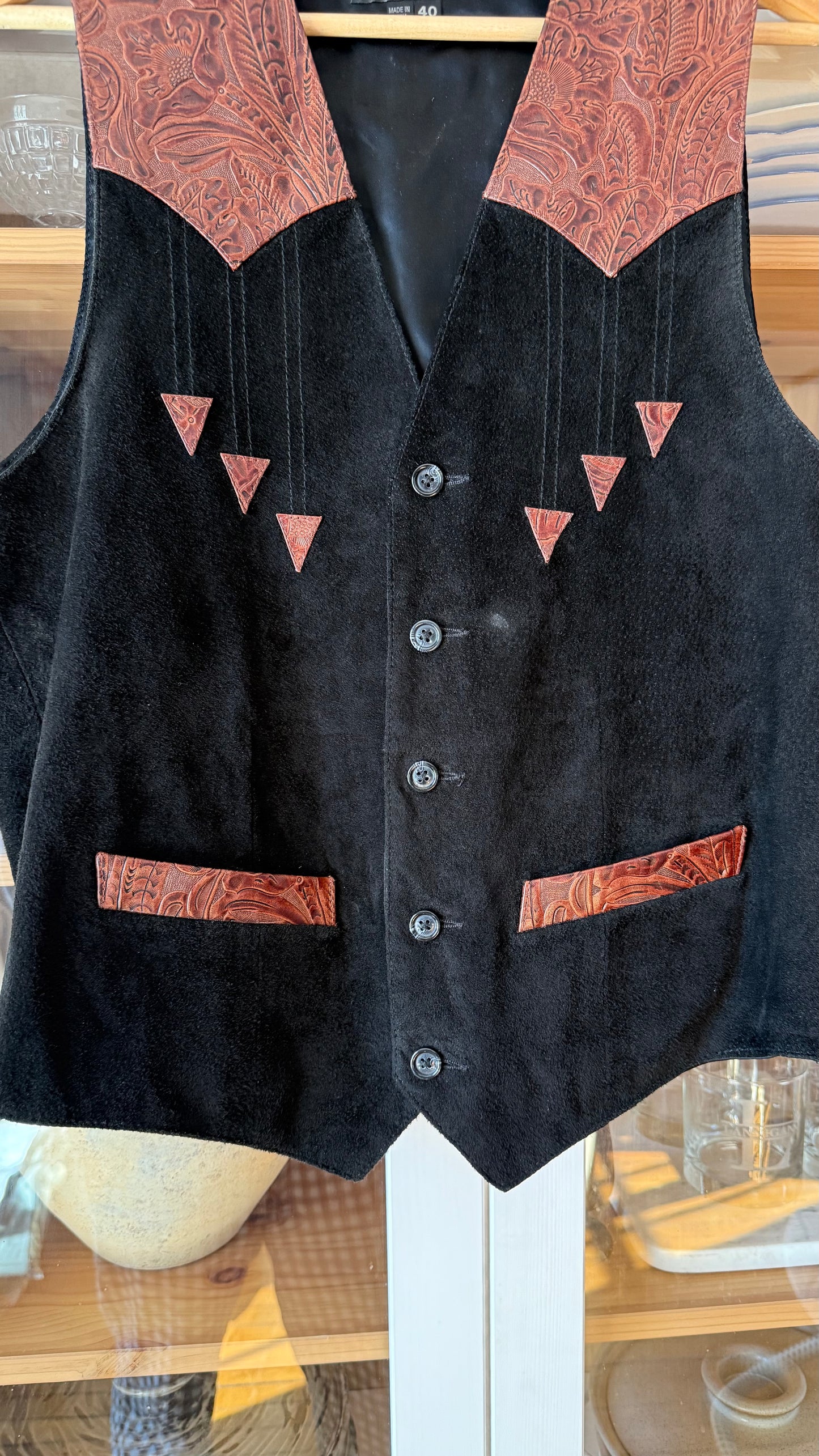 Vintage Leather Western Vest (L)