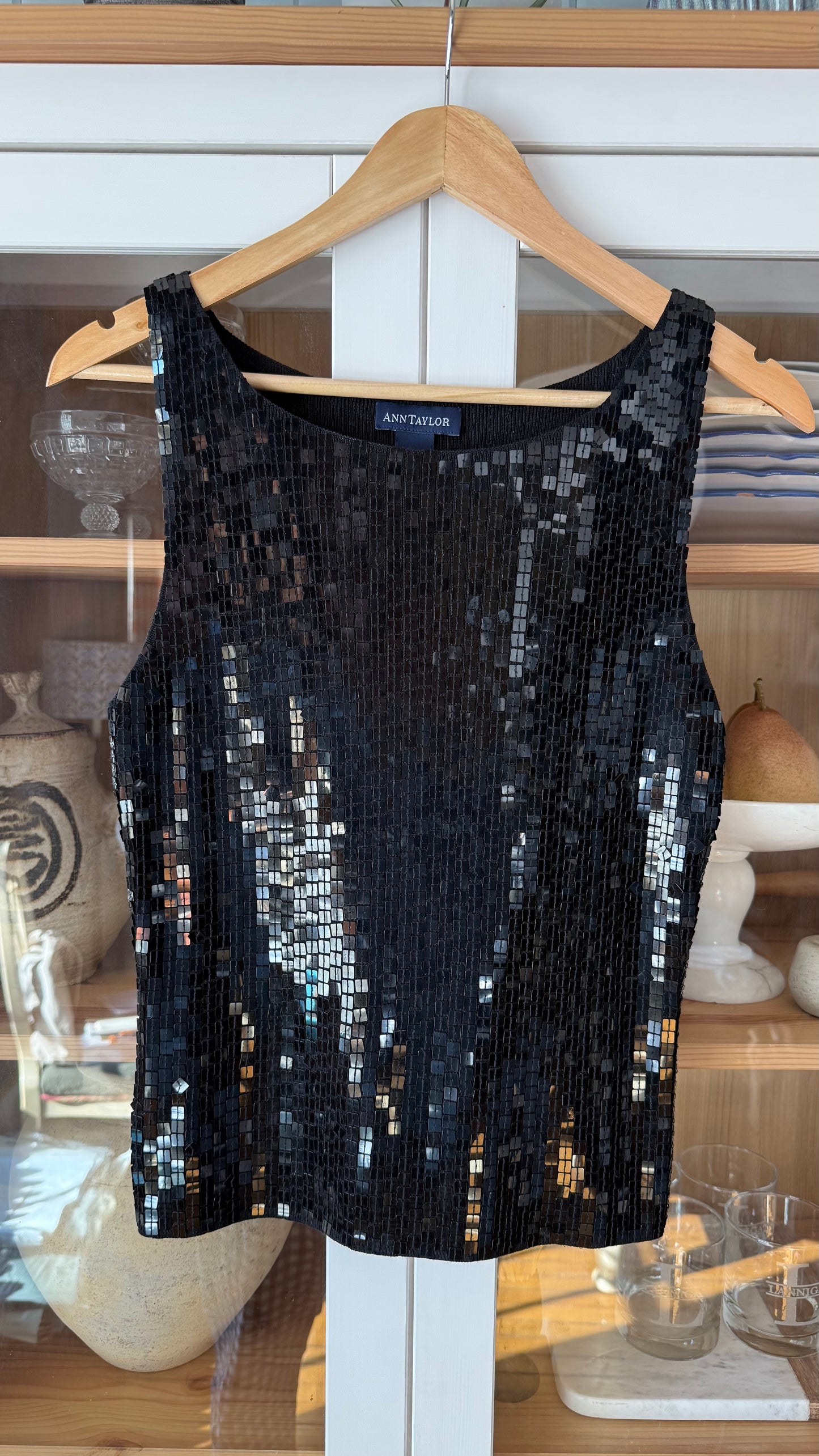 Silk Sequined Anne Taylor Tank (M)