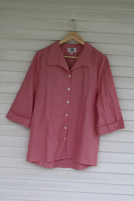 Red Gingham Button Down