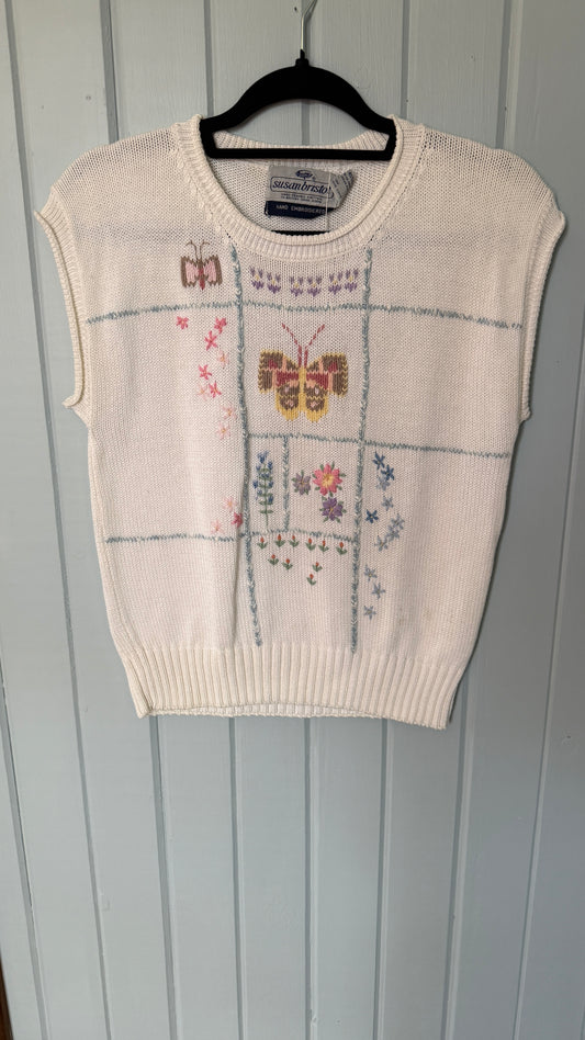 Vintage Susan Bristol Hand Embroidered Knit Tank (M)
