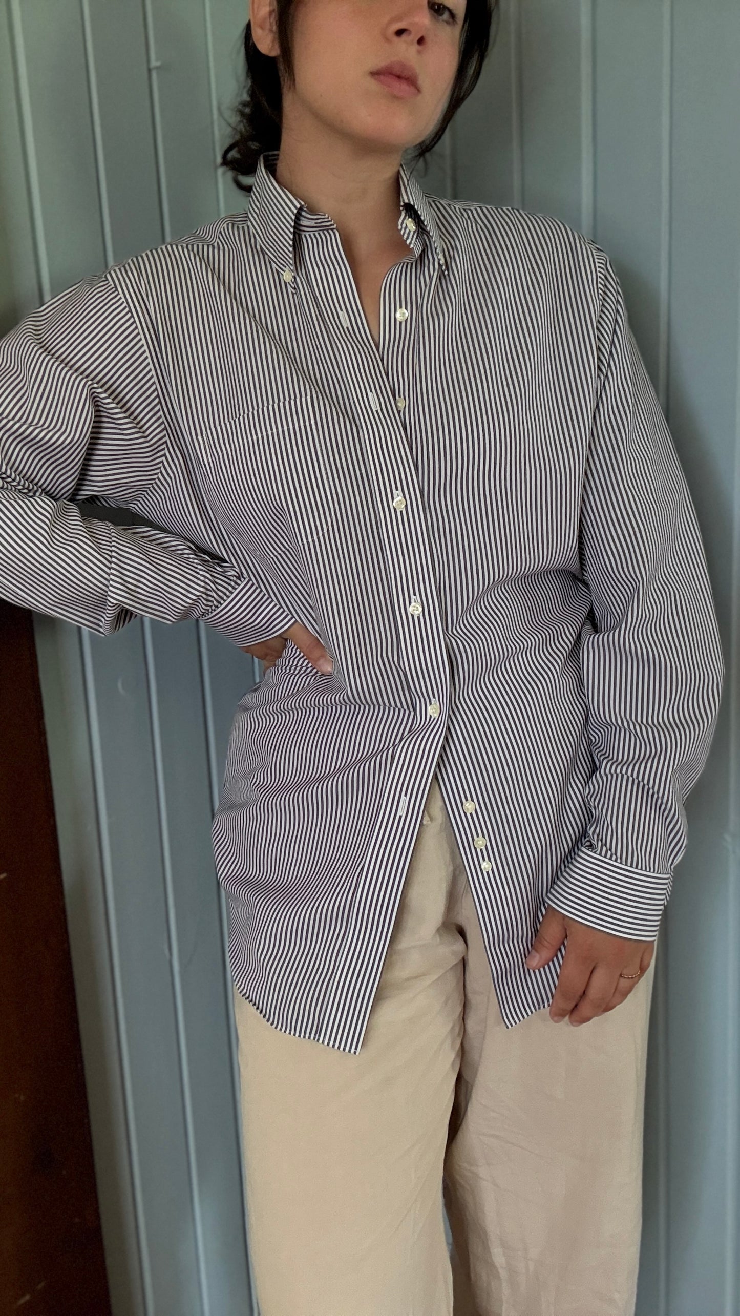 Brooks Brothers Black & White Stripes Button Down (M)