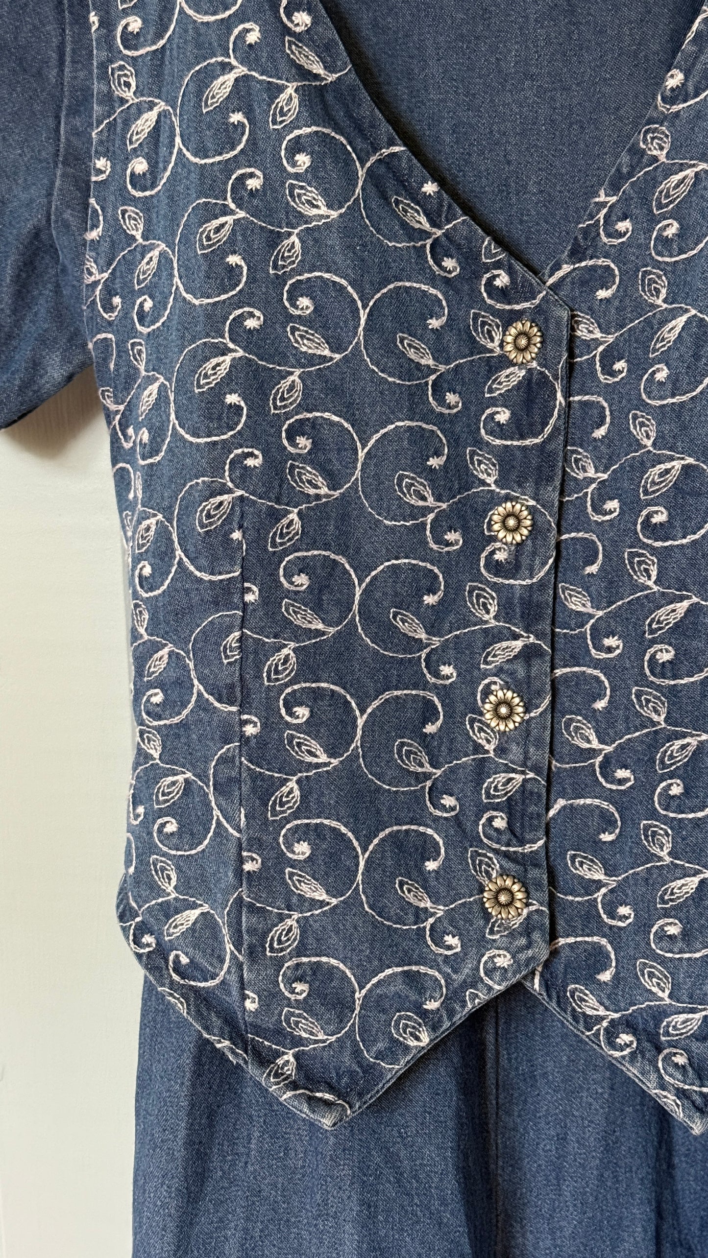 Vintage Alexandra Lee Romper with Tie-Back Embroidered Vest (10P)