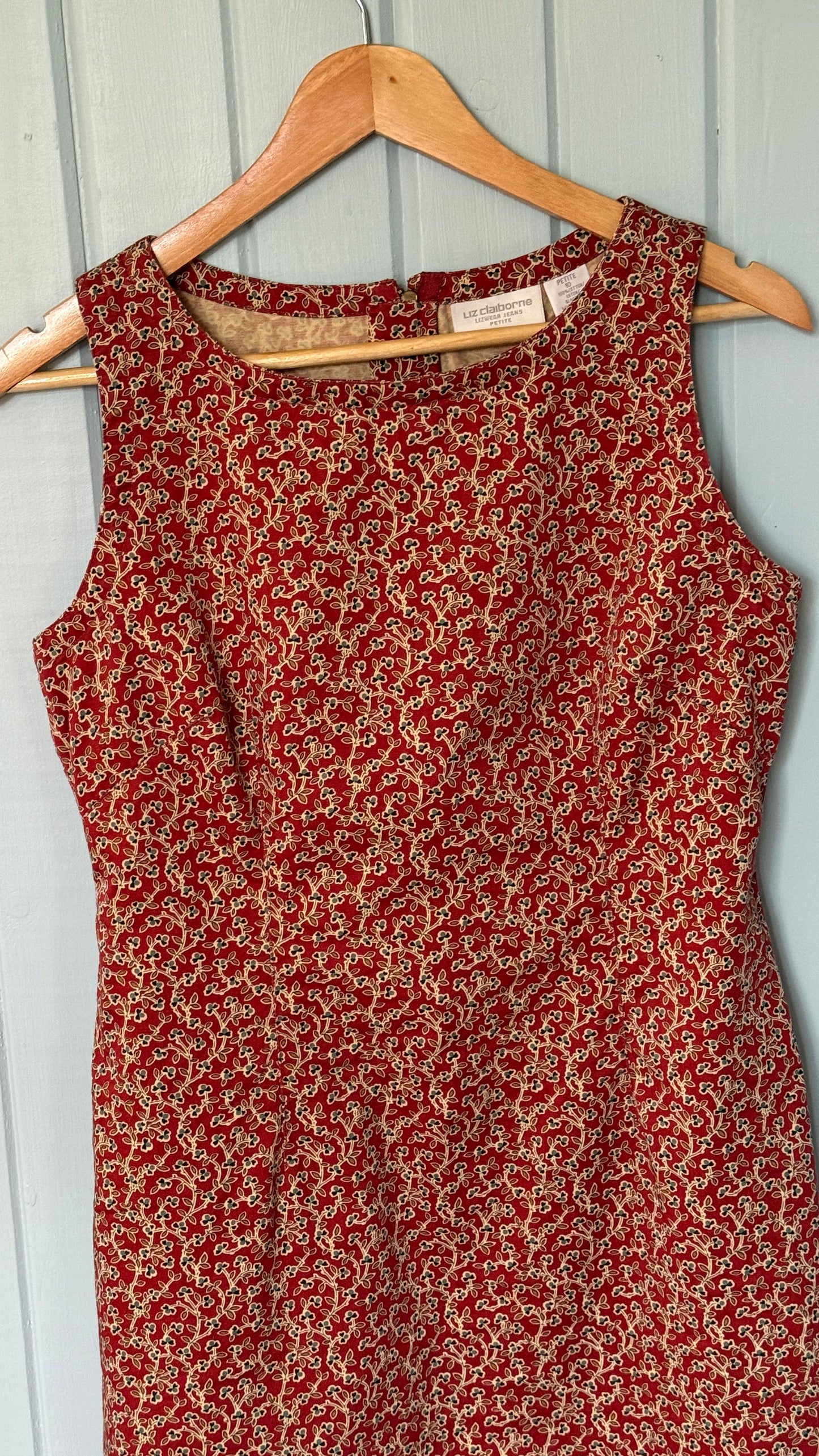 Vintage Liz Claiborne Rusty Floral Dress with Ruffle Hem (10P/ M)