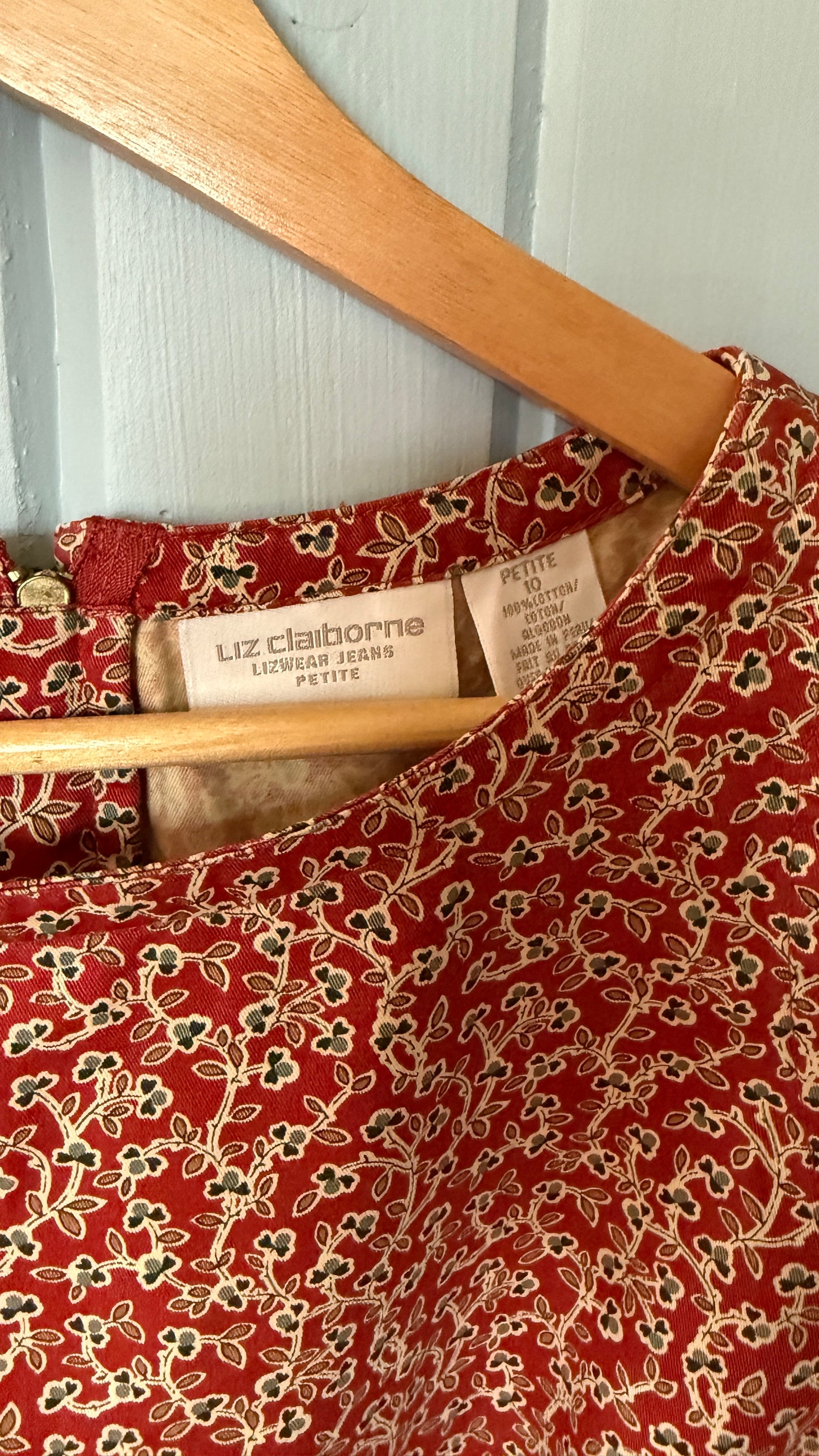 Vintage Liz Claiborne Rusty Floral Dress with Ruffle Hem (10P/ M)