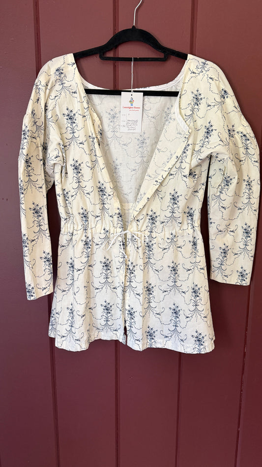 Handmade Blue & White Tie Front Blouse (L)