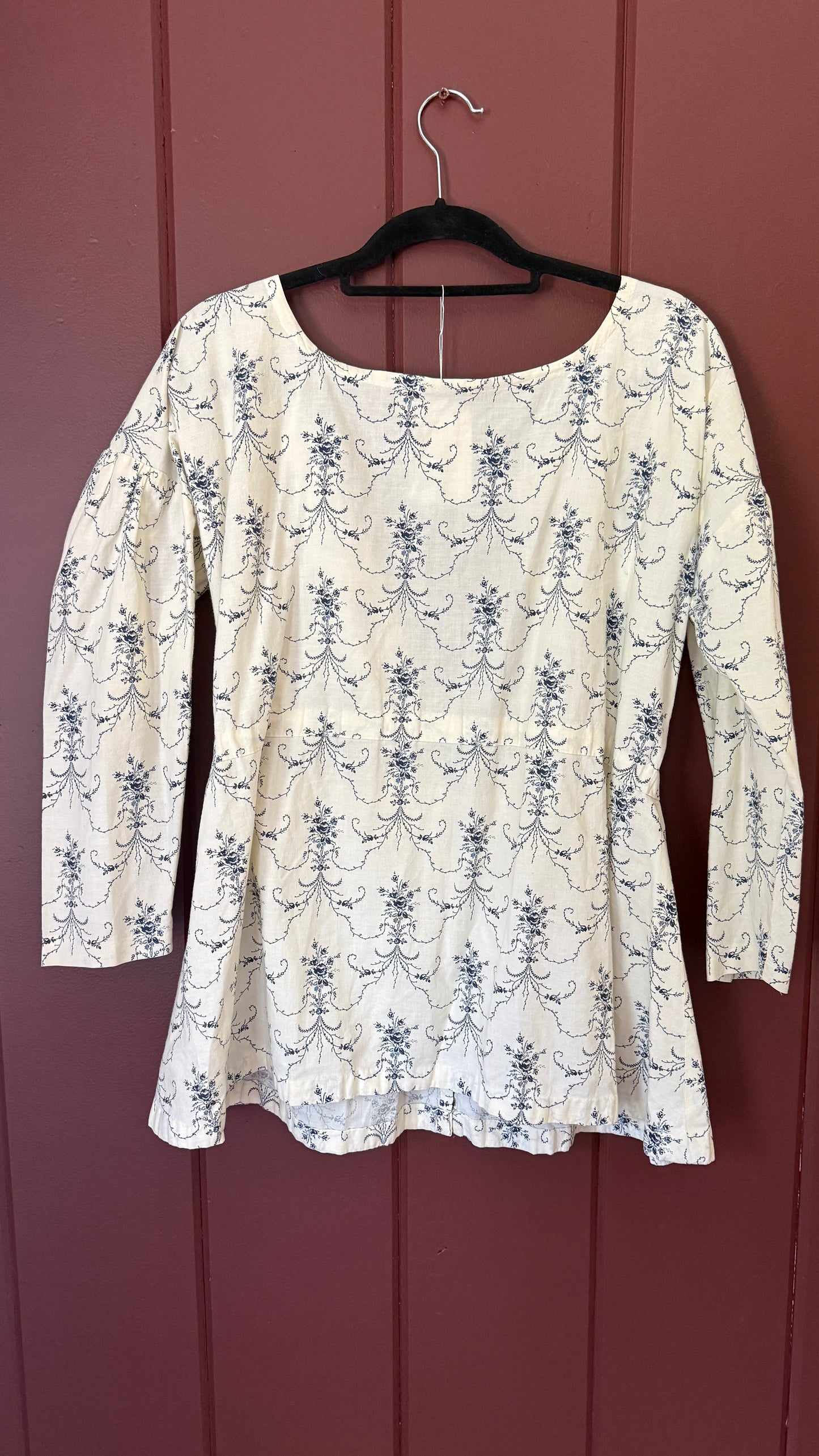Handmade Blue & White Tie Front Blouse (L)