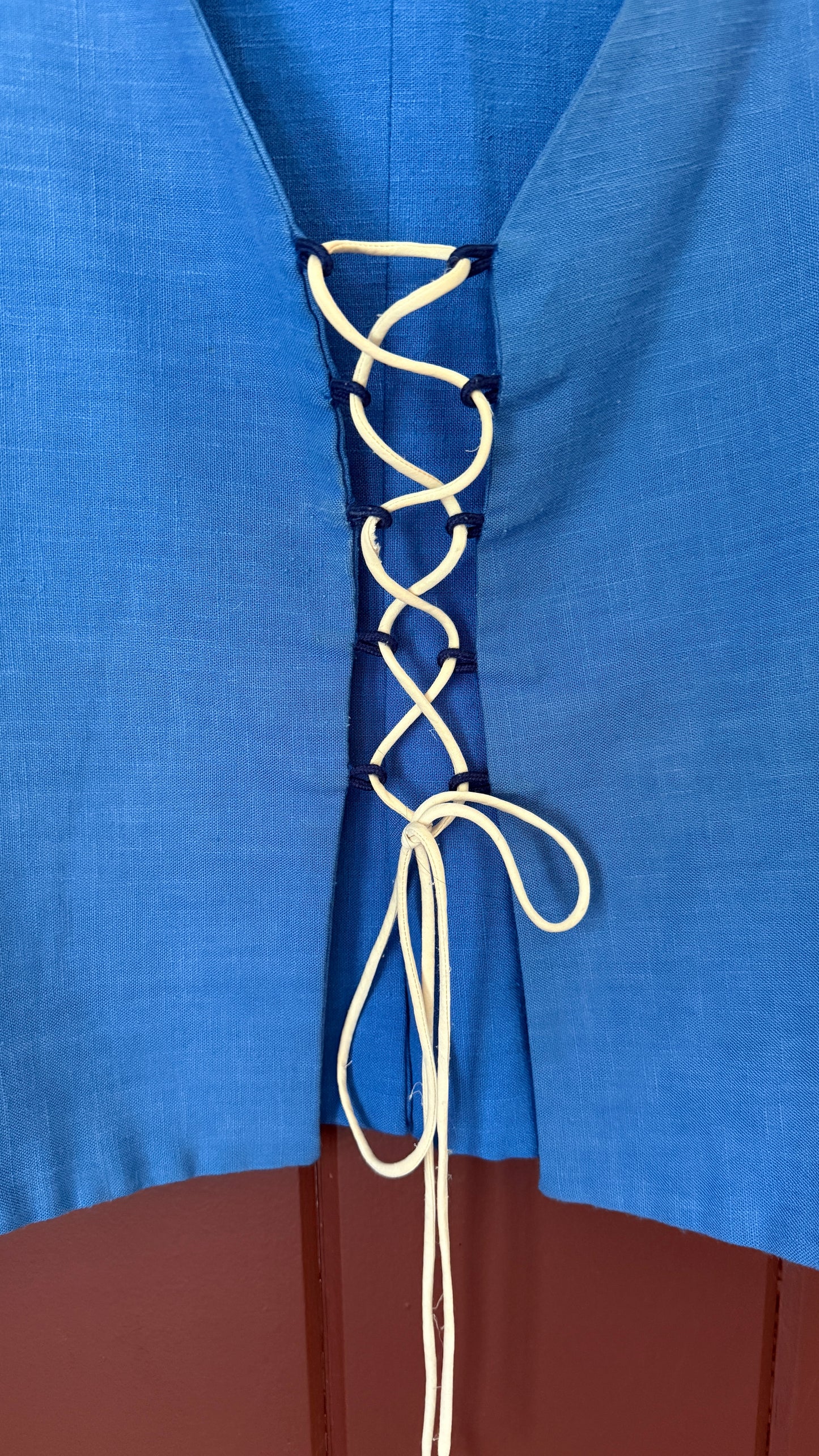 Handmade Lace-up Blue Vest (XS)