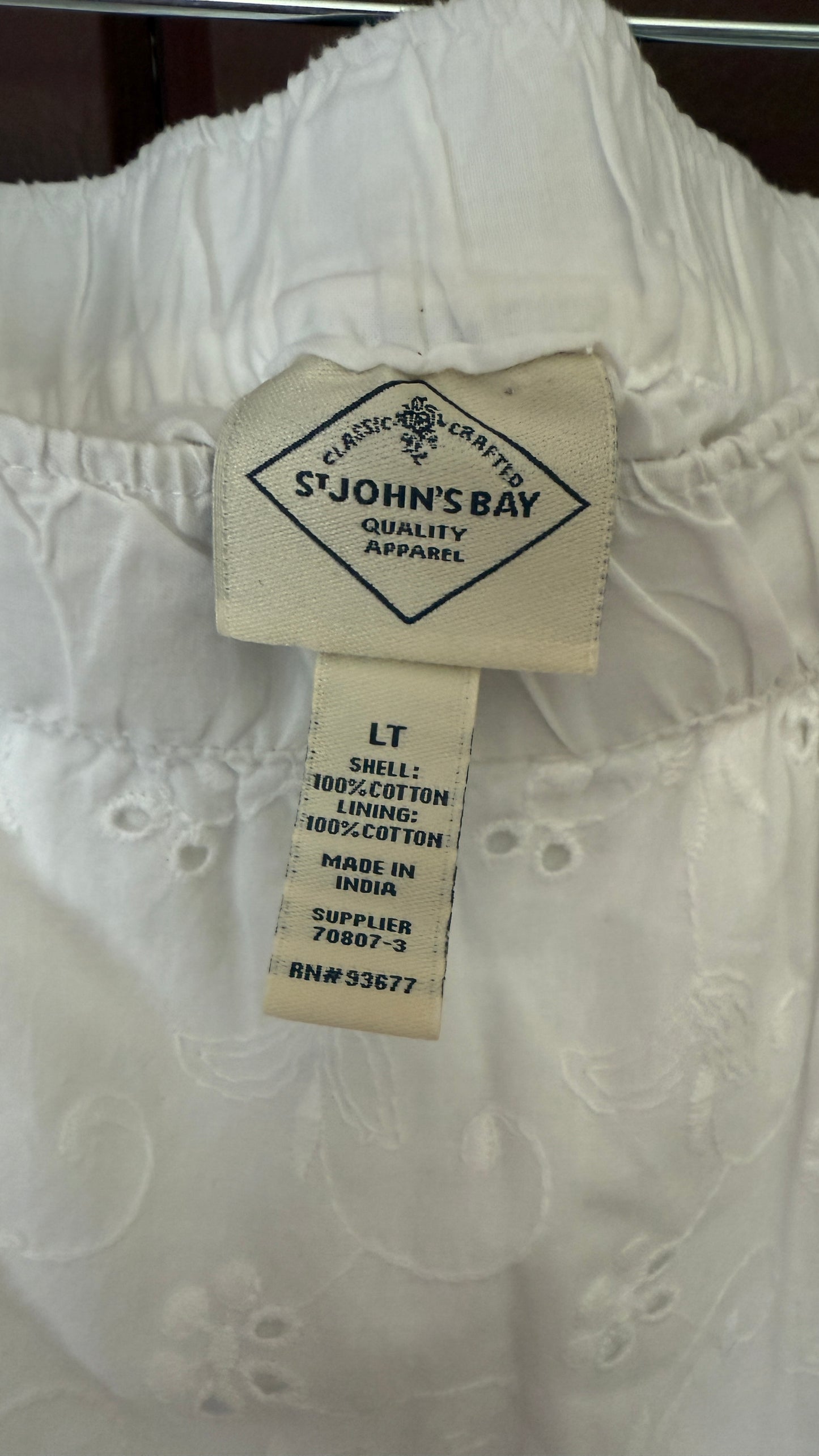 NWT St. John's Bay White Eyelet Midi Skirt (L)