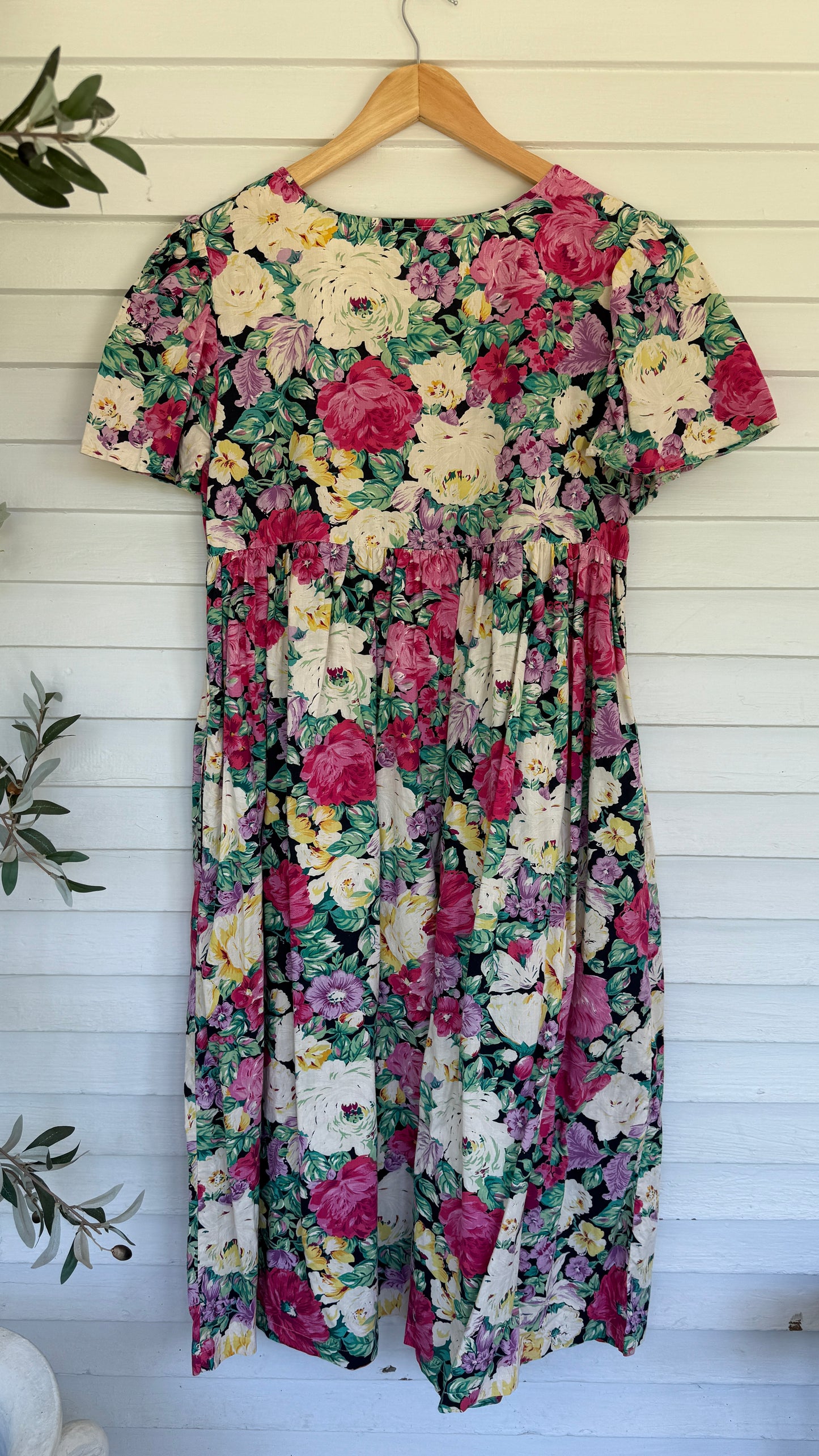 Vintage Floral Lace Panel Dress (M/L)