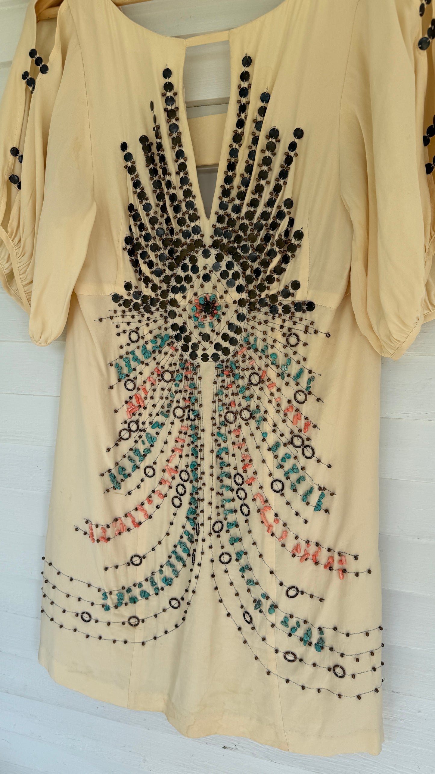 Silk Cold-Shoulder Beaded Mini Dress (8)