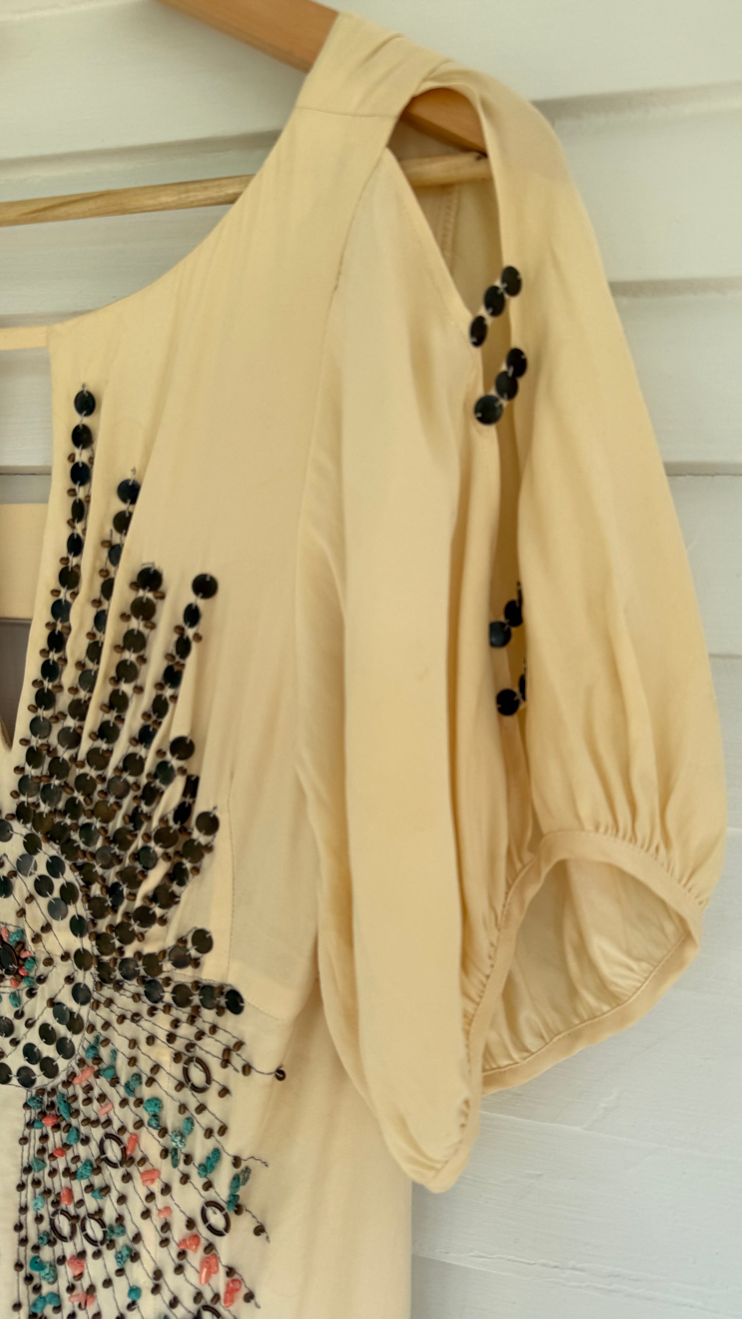 Silk Cold-Shoulder Beaded Mini Dress (8)