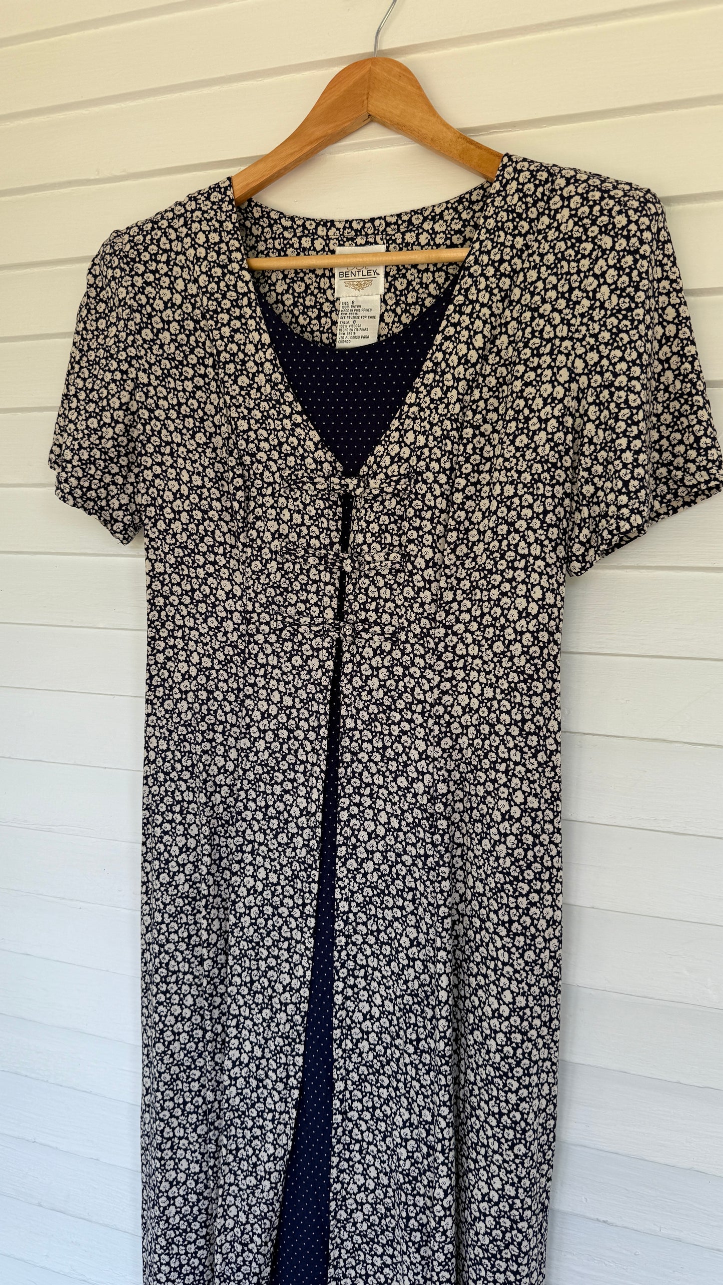 Vintage Peek-a-Boo Tie Back Floral Dress (M)