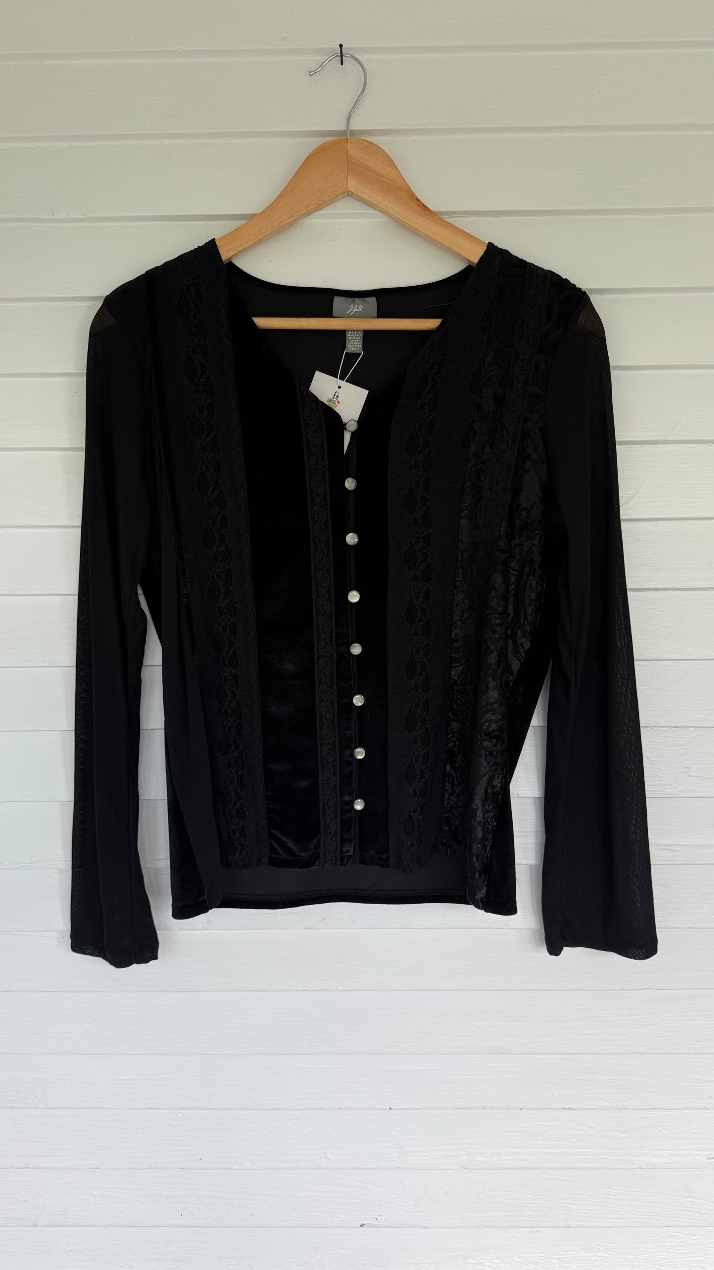 JJill Black Velvet Long Sleeve Blouse (S)