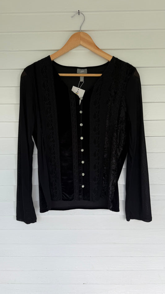 JJill Black Velvet Long Sleeve Blouse (S)