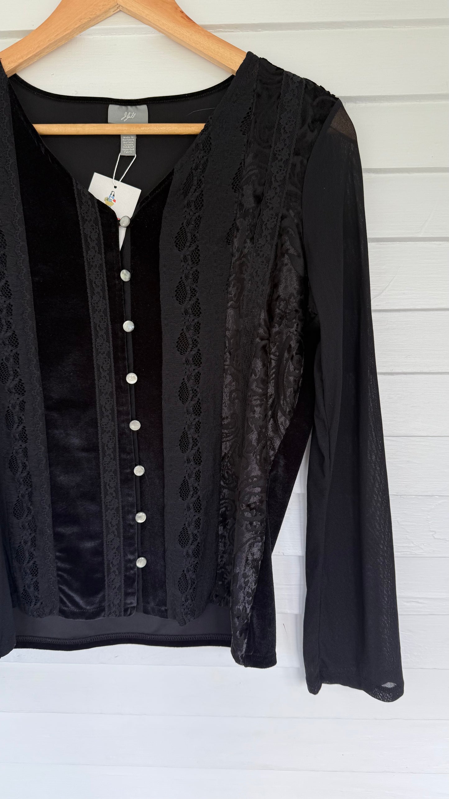 JJill Black Velvet Long Sleeve Blouse (S)