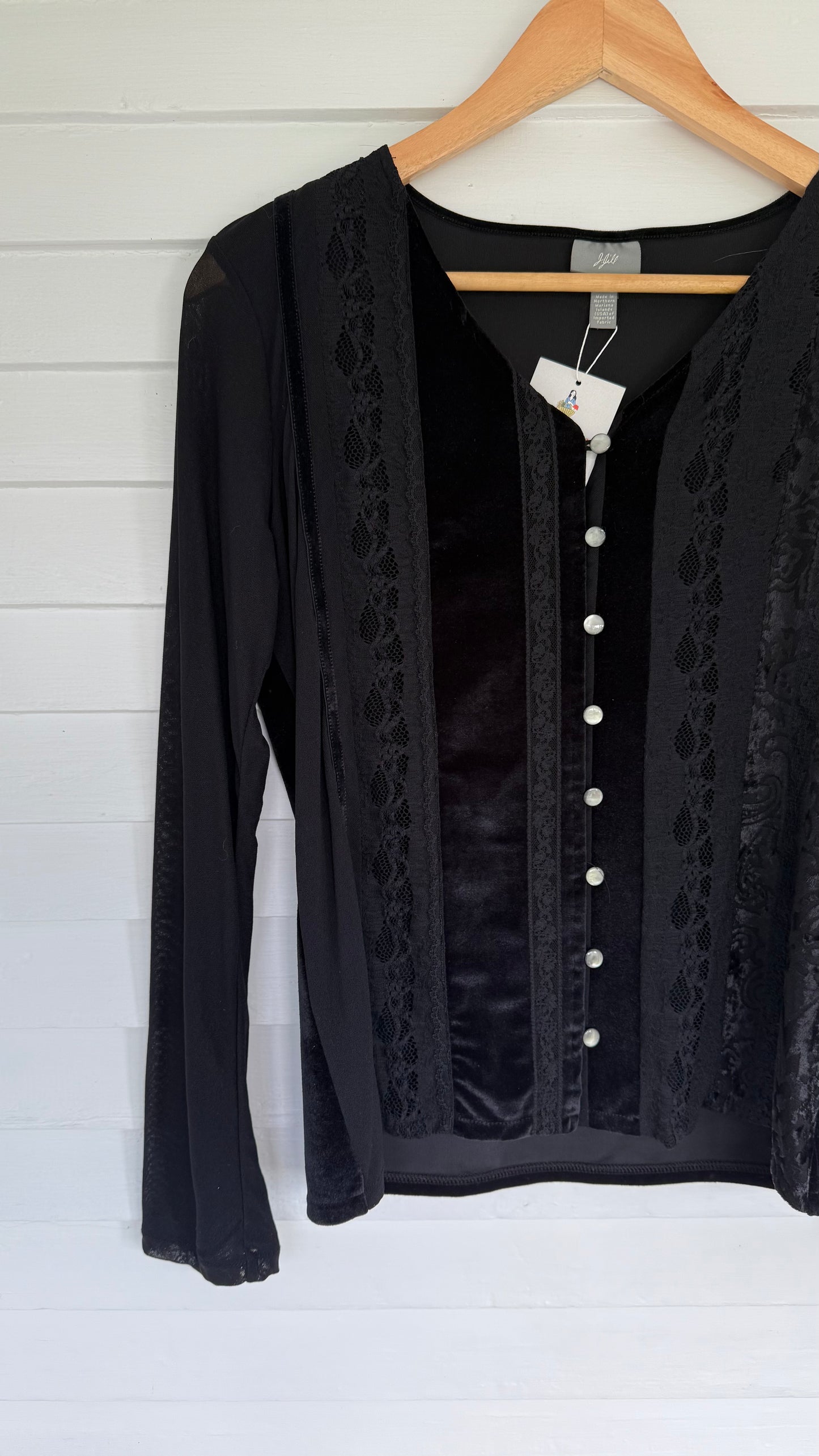 JJill Black Velvet Long Sleeve Blouse (S)