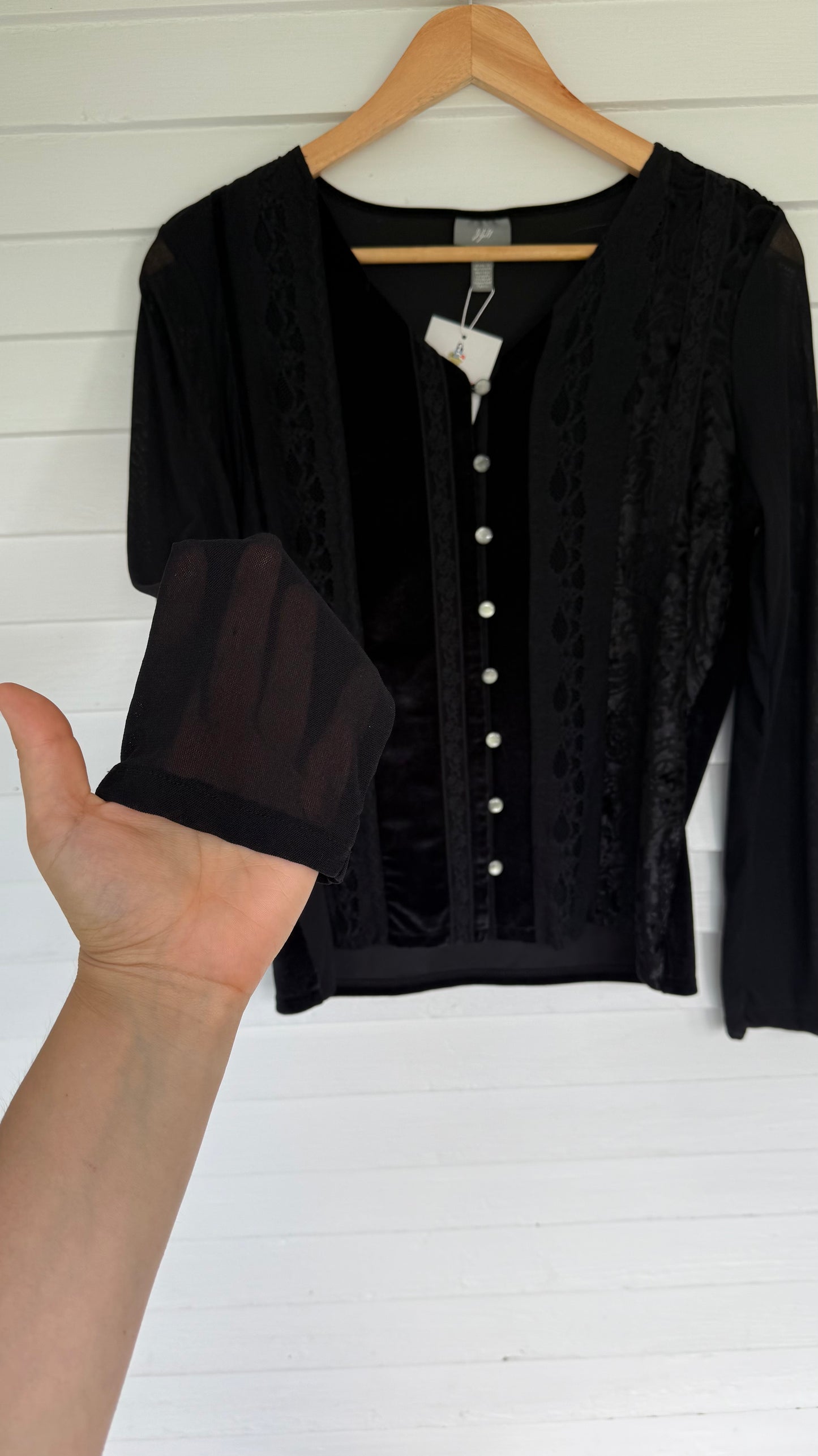 JJill Black Velvet Long Sleeve Blouse (S)