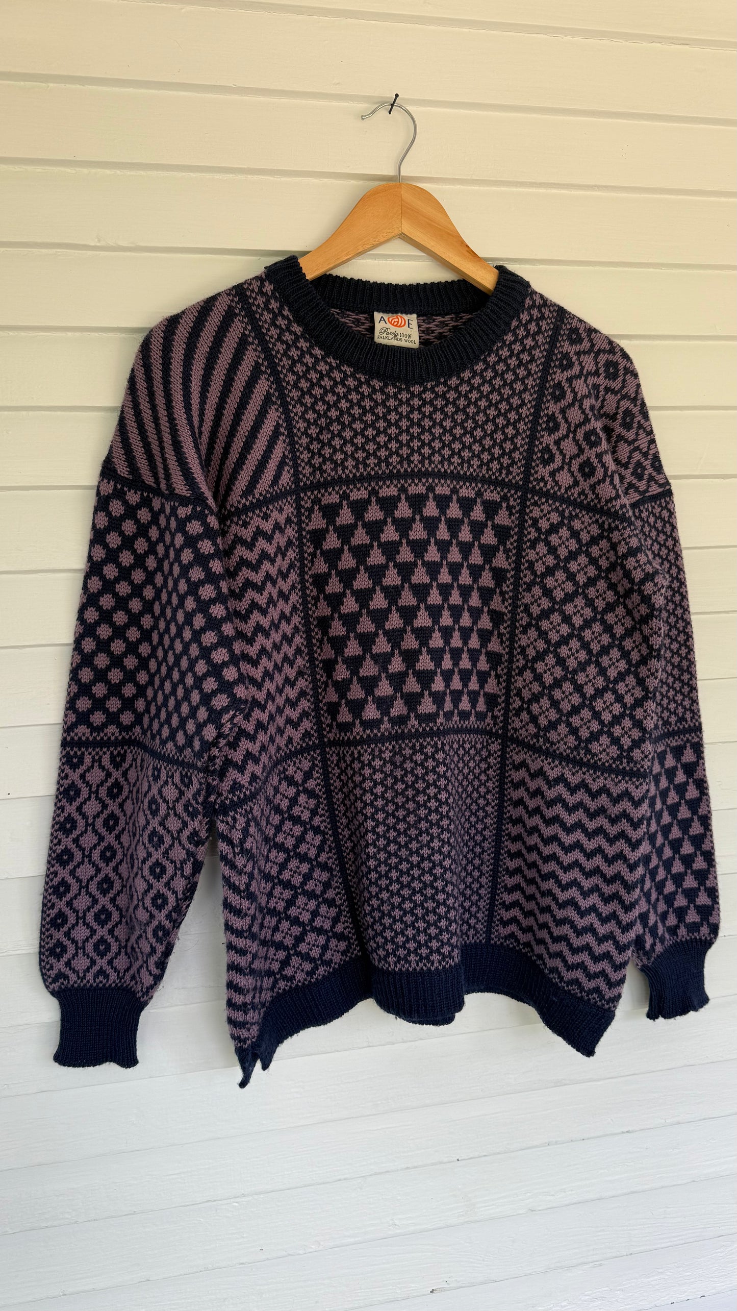 Vintage Purple Fair Aisle Wool Sweater (M)