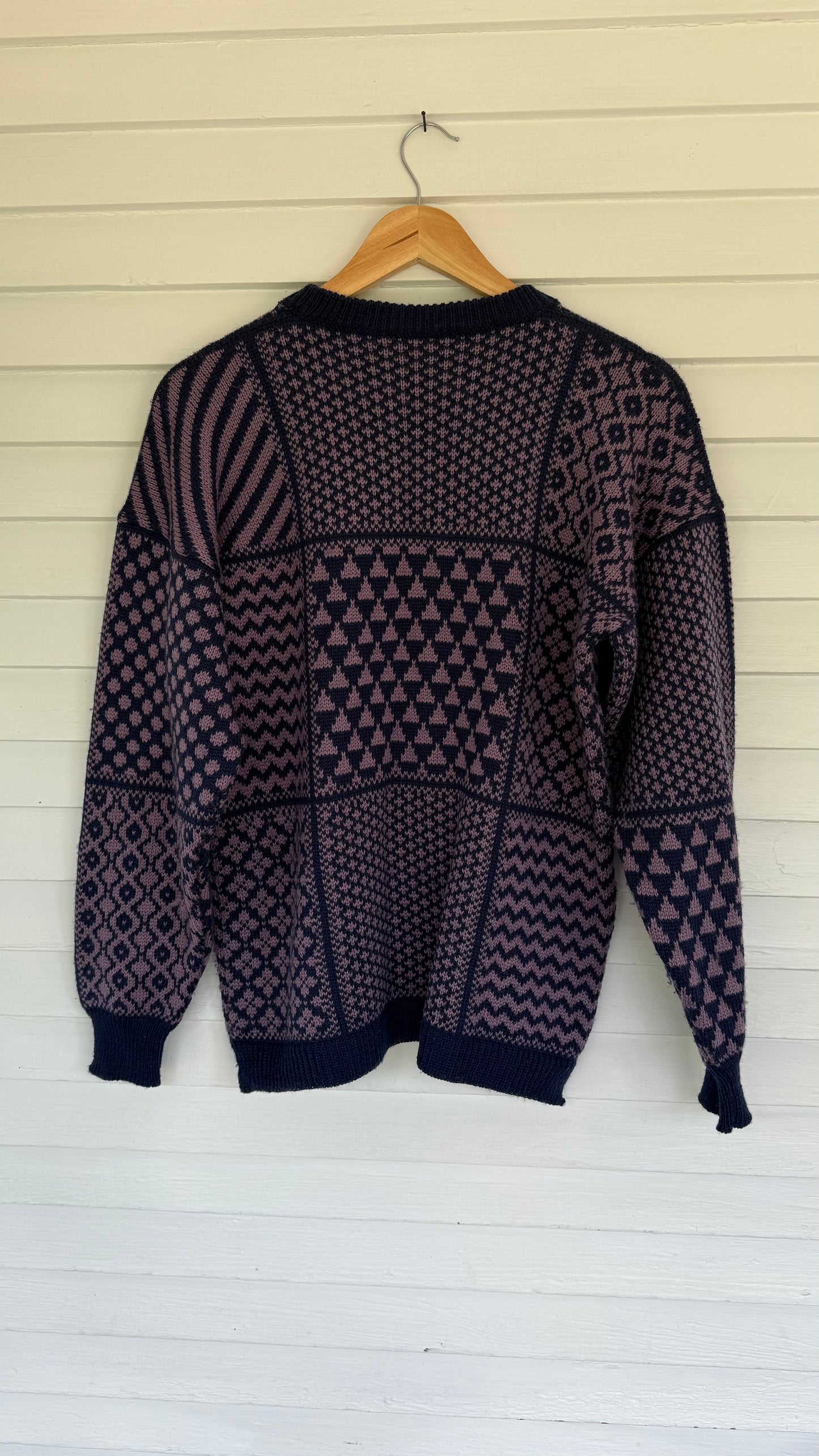 Vintage Purple Fair Aisle Wool Sweater (M)
