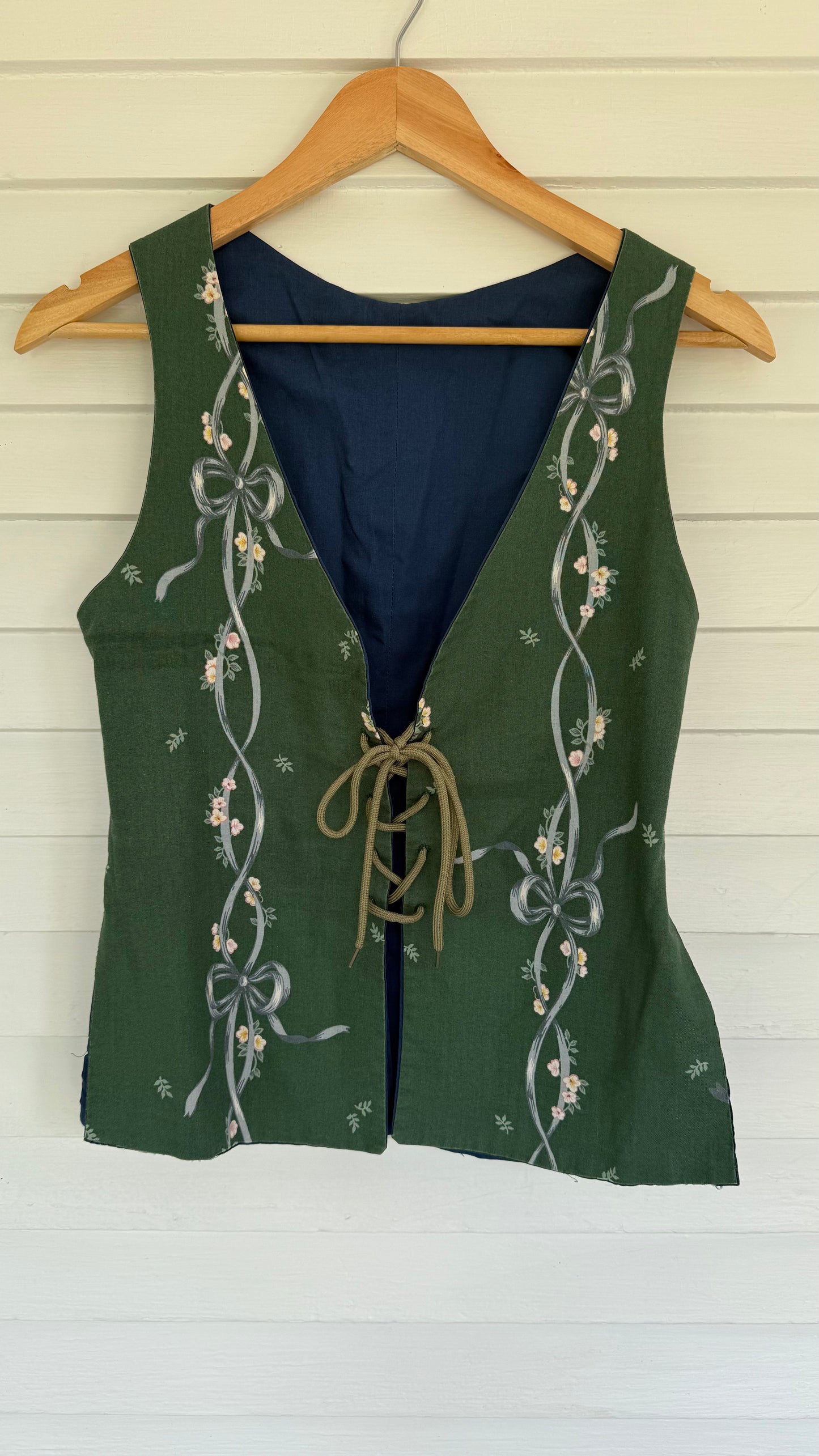 Handmade Corset Front Bow & Flower Motif Vest (S)