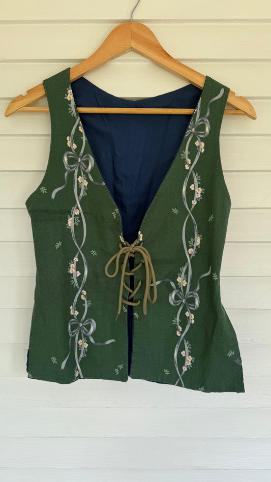 Handmade Corset Front Bow & Flower Motif Vest (S)