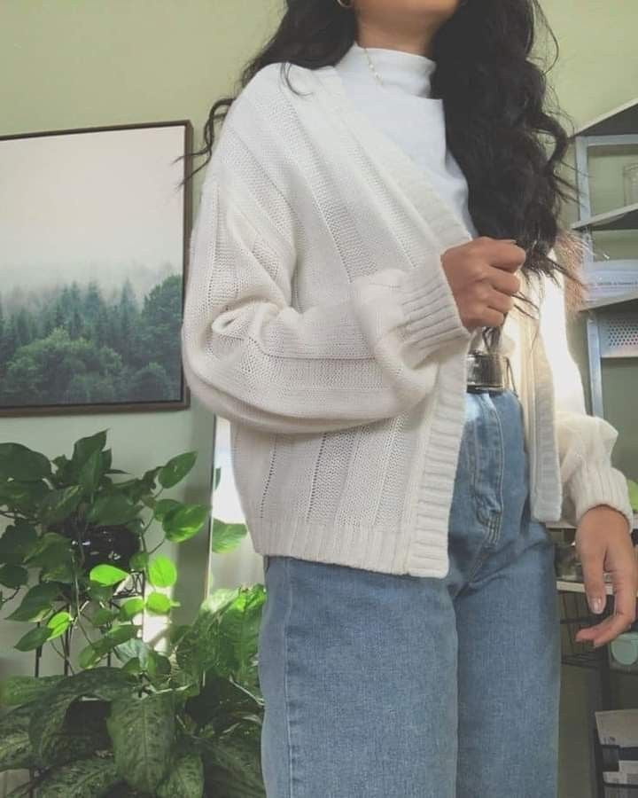 Vintage Liz Claiborne White Embroidered Cardigan (PL)