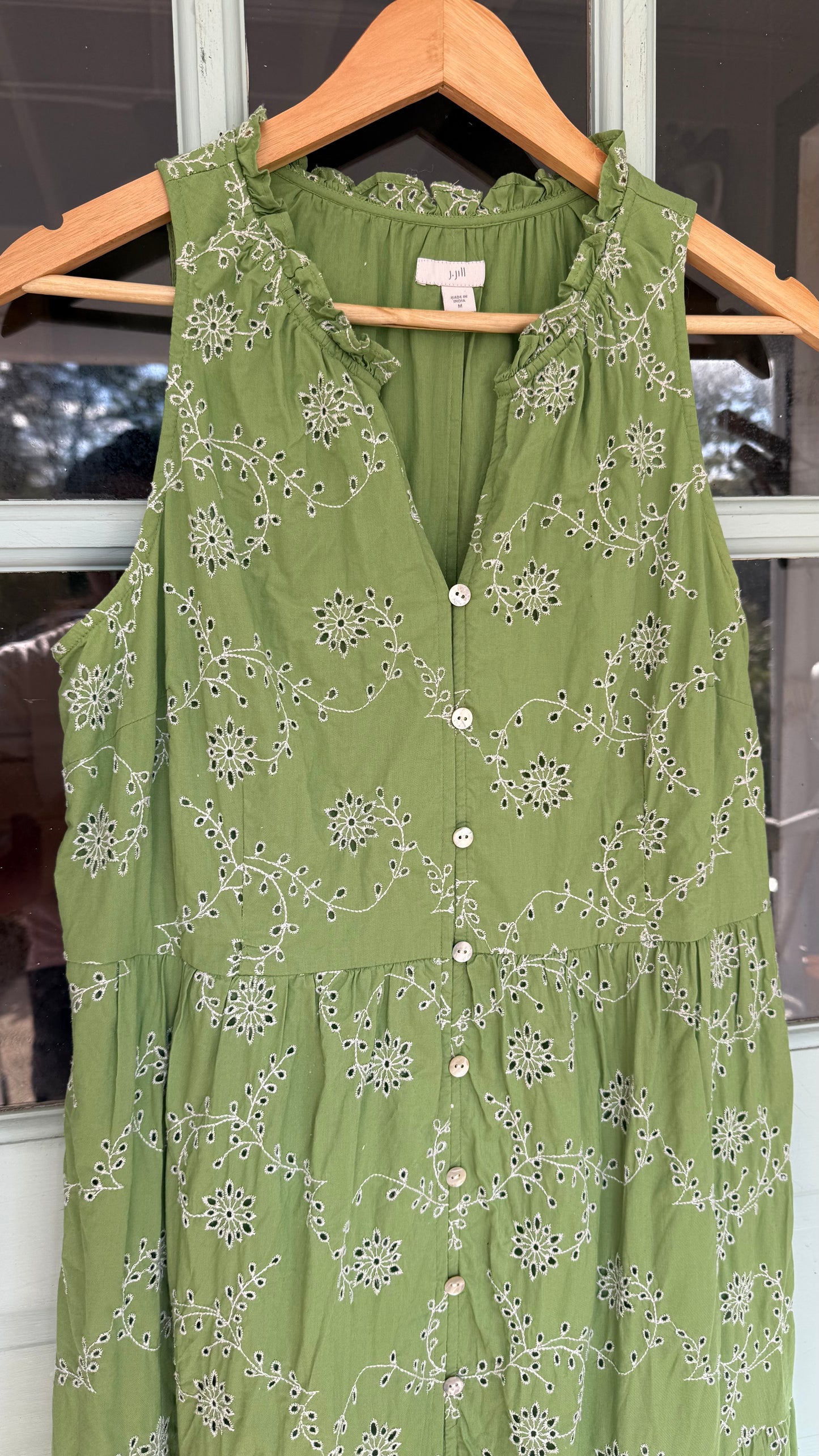JJill Cotton Garden Green Dress (M)