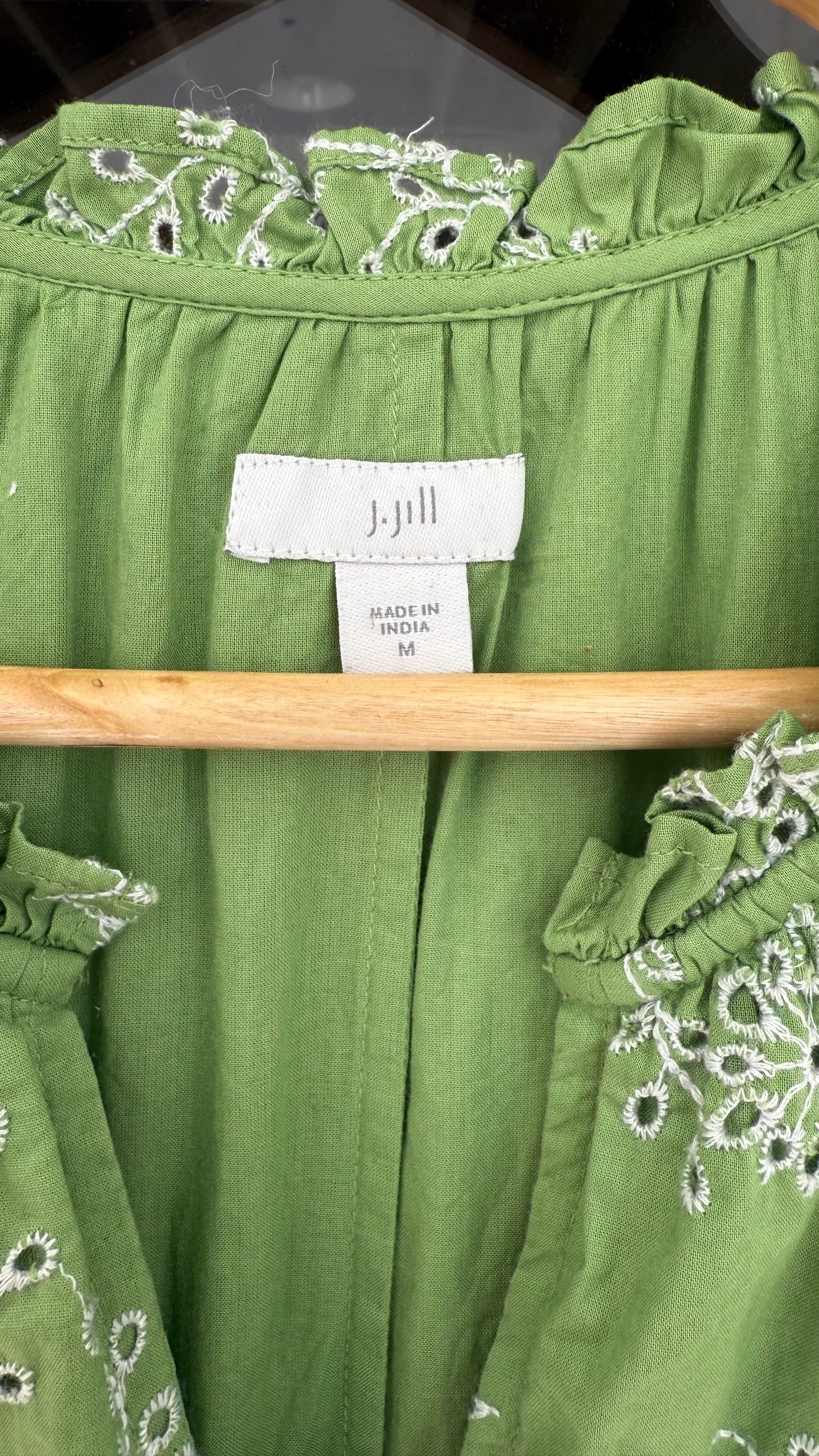 JJill Cotton Garden Green Dress (M)