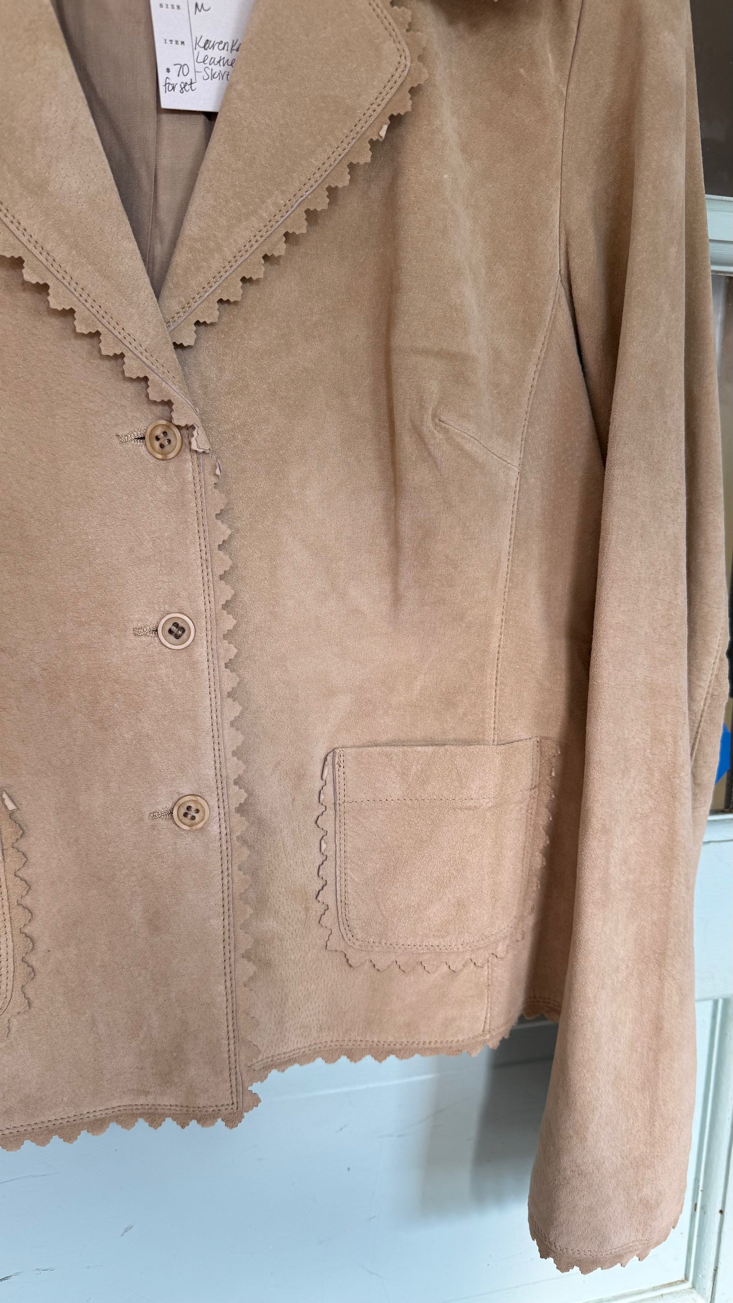 Vintage Suede Jacket & Skirt Set (M)