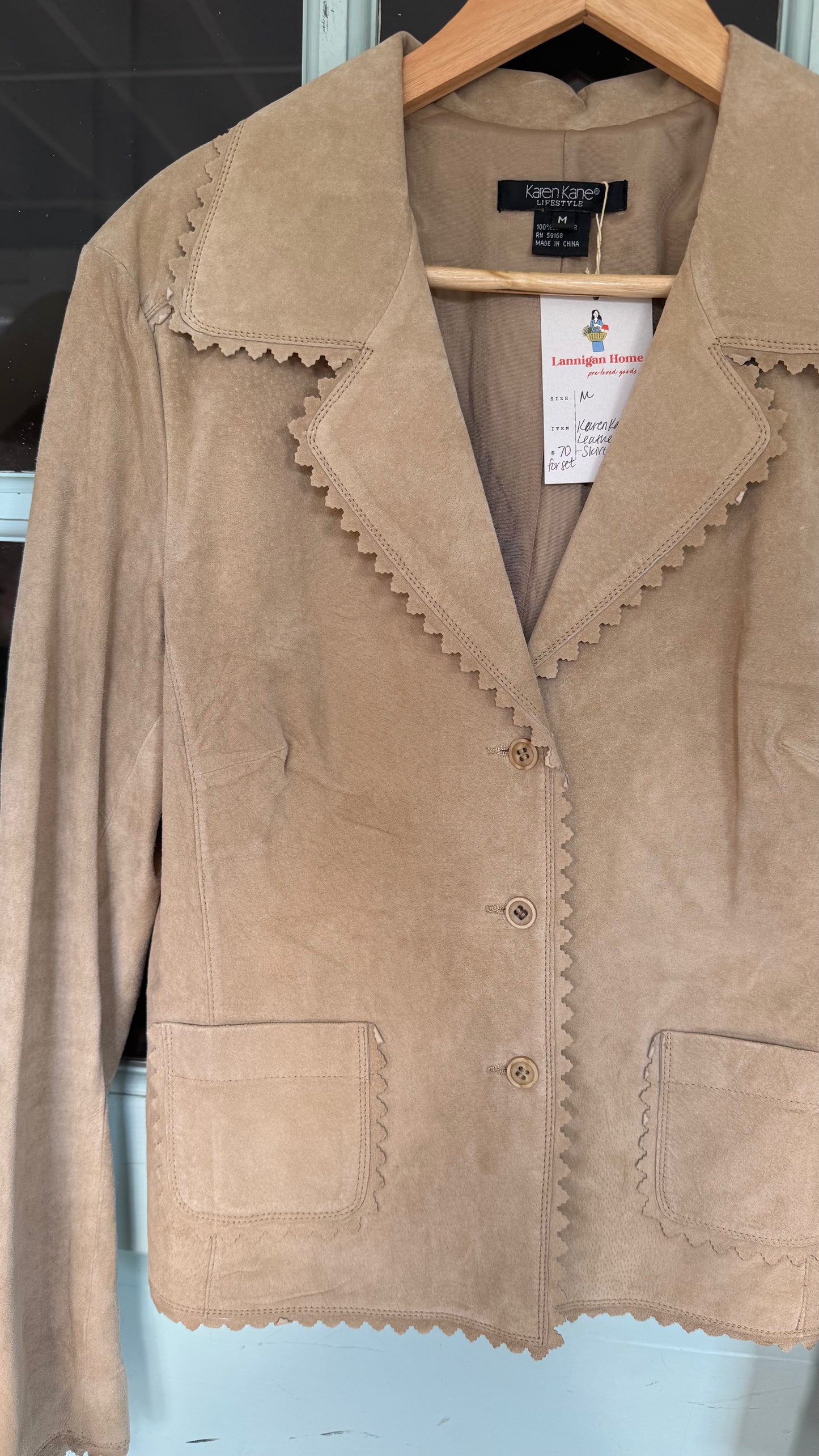 Vintage Suede Jacket & Skirt Set (M)